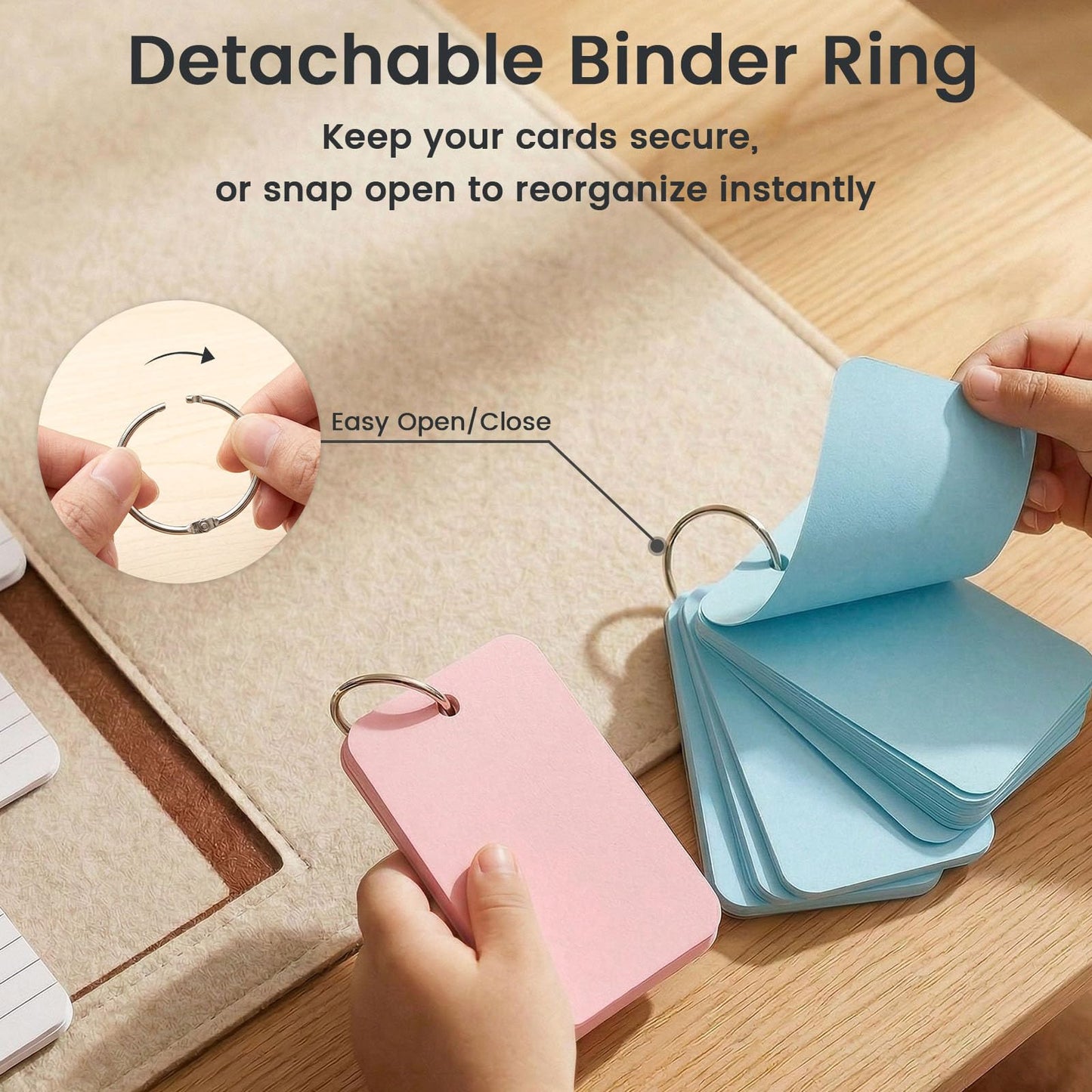 Koogel 1500PCS Colored Index Cards, Metal Ring, 2.2"x3.5", 230gsm, 7 Colors