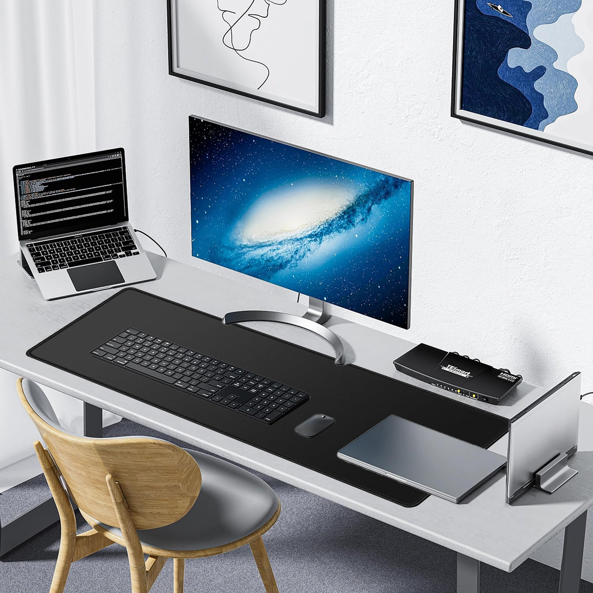LL-COEUR XXL Black Mouse Pad Gaming Keyboard Mat Laptop Office Desk Mat (39.3" x 11.8" x 0.12")