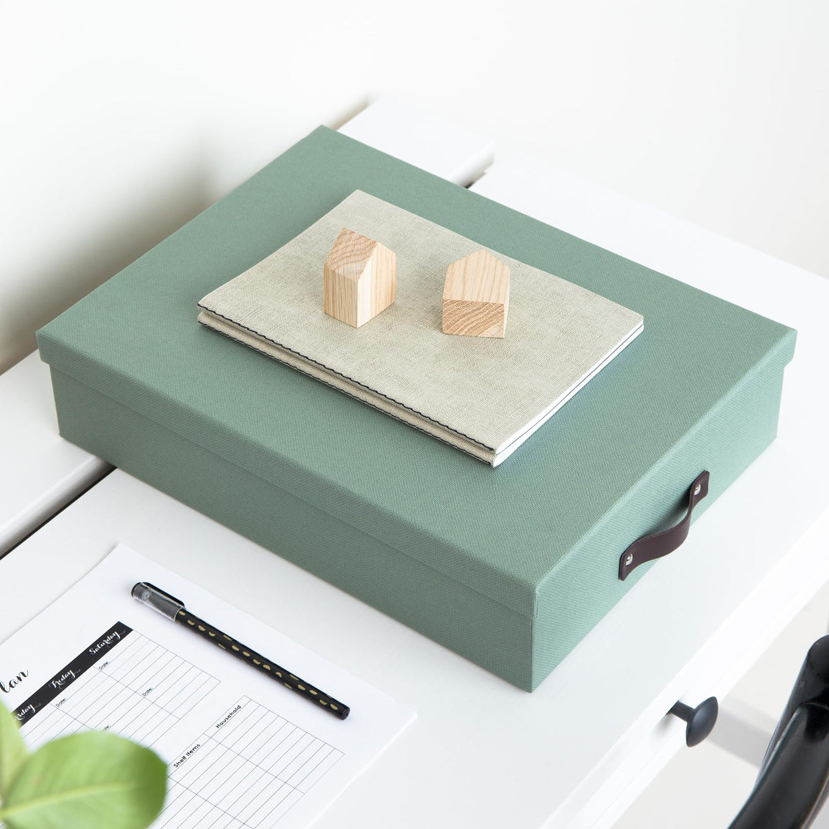 Bigso Oskar Canvas Fiberboard Document Letter Box for Important Paperwork A4 or Letter Size