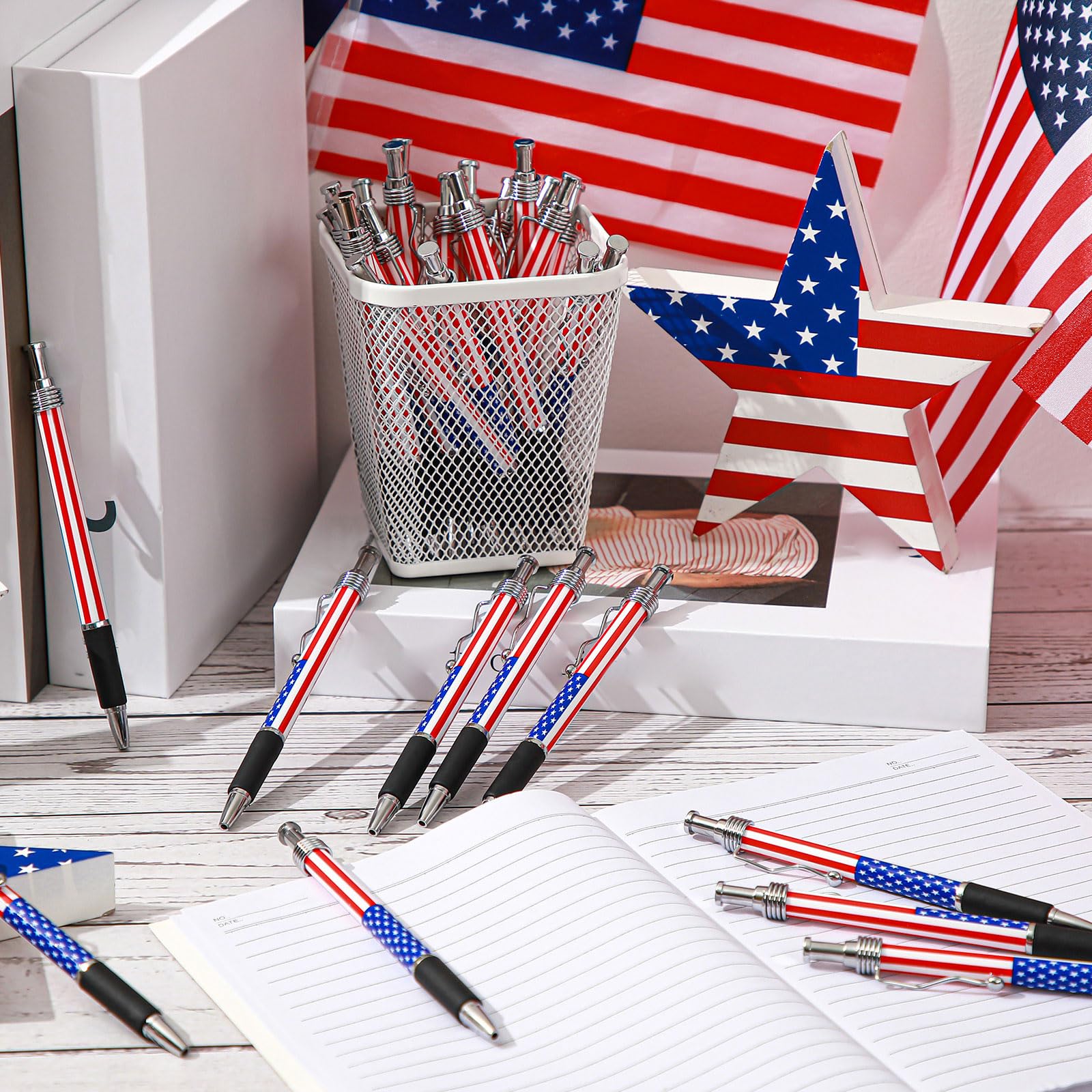 Tenare 128 Pcs American Flag Pen 250 Anniversary Patriotic Veterans Gift