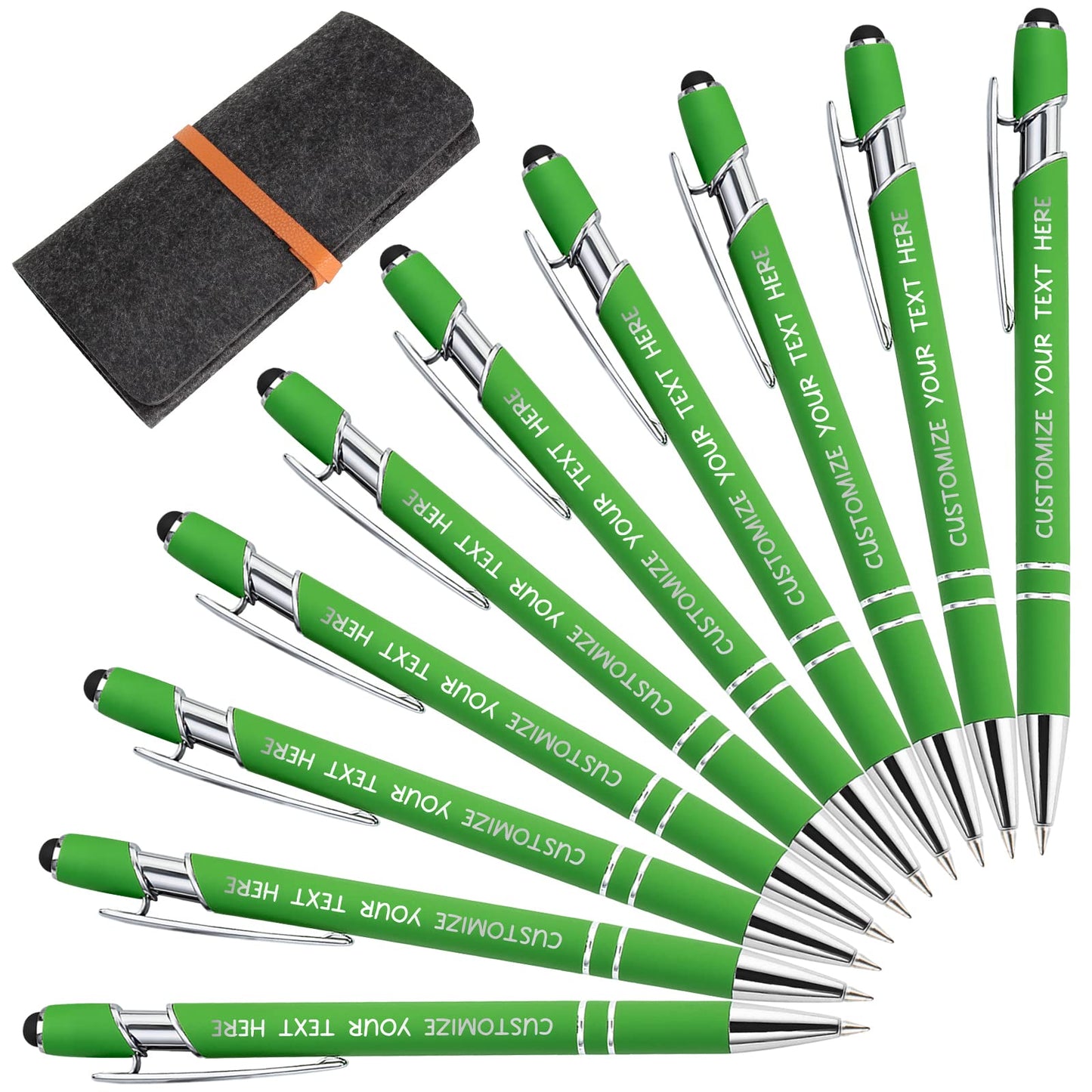 Yananka 12 Pcs Custom Pens with Stylus,Personalized Pens with Free Engraving,Customized Pens with