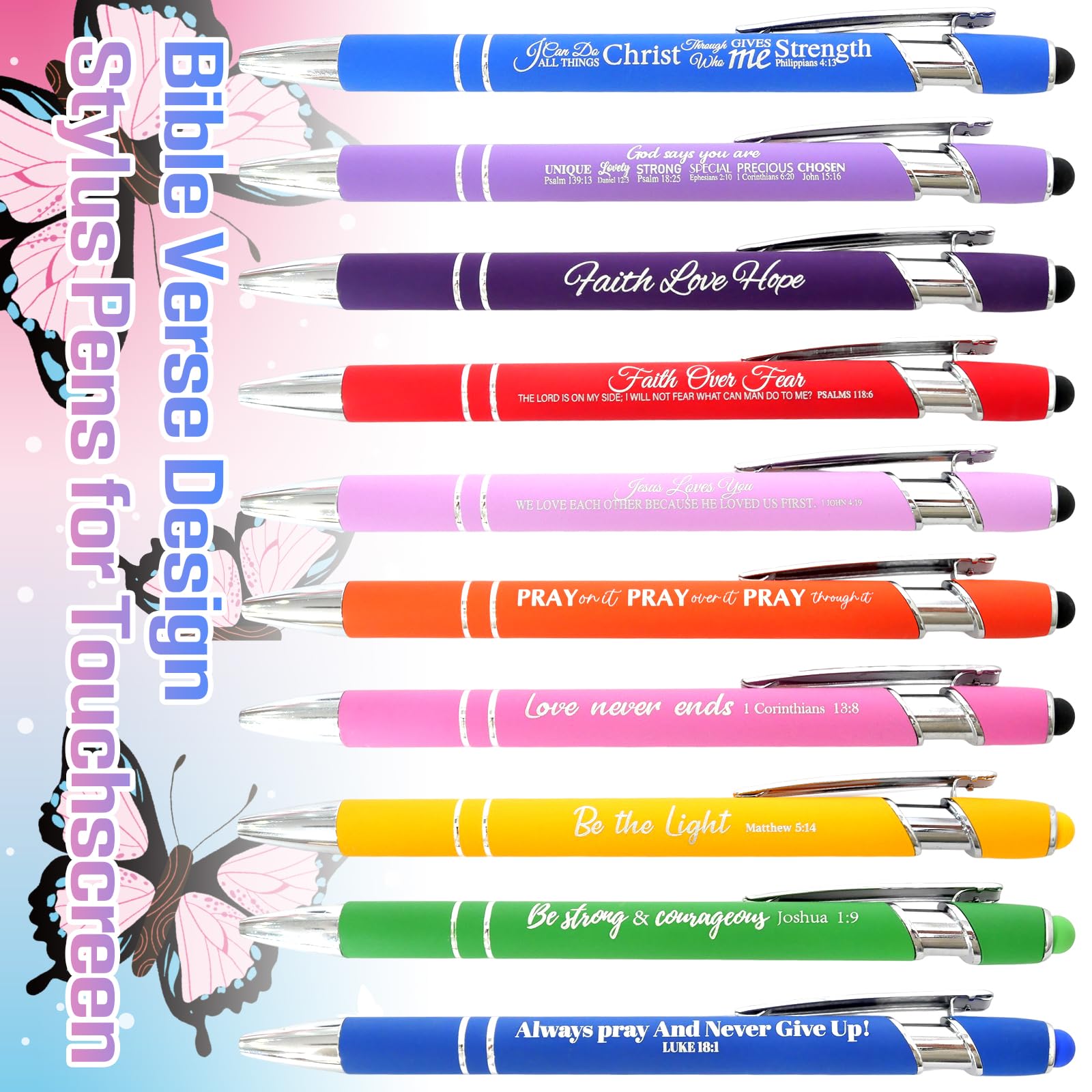 60 Sets Christian Bible Verse Pens Gifts Bulk Pens with Butterfly Bookmarks Religious Favors