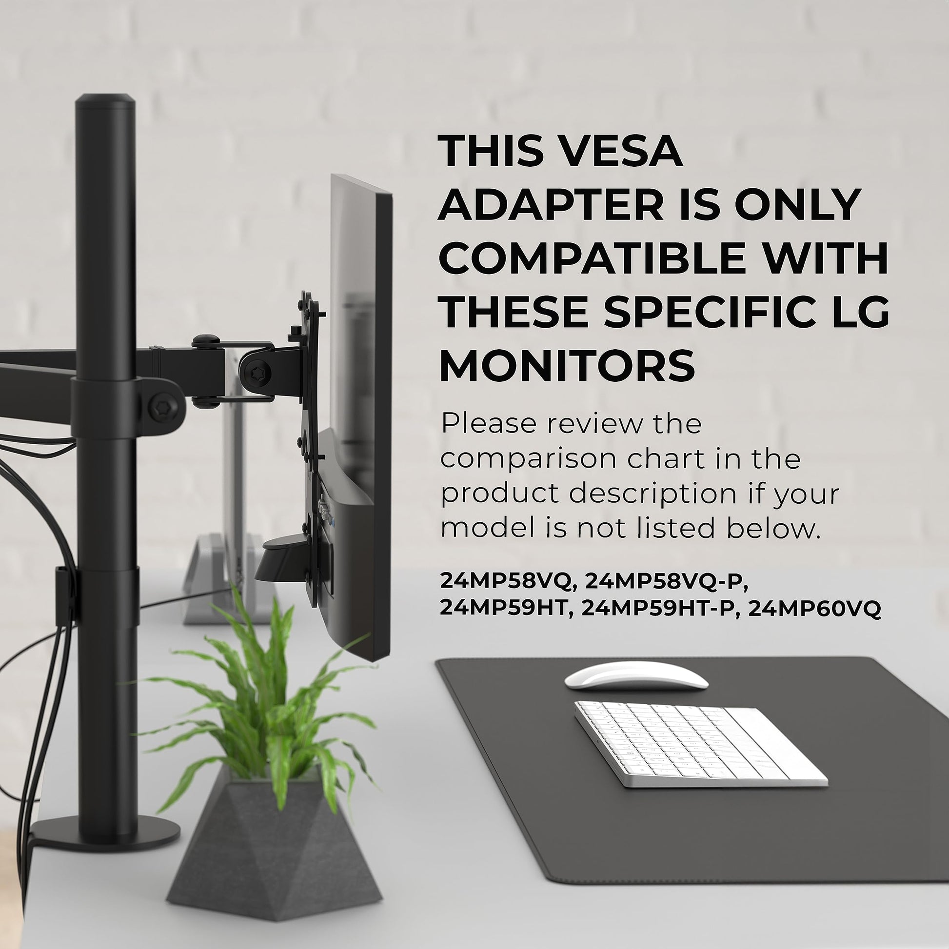 HumanCentric VESA Mount Adapter Compatible for LG Monitors 75x75, 100x100mm
