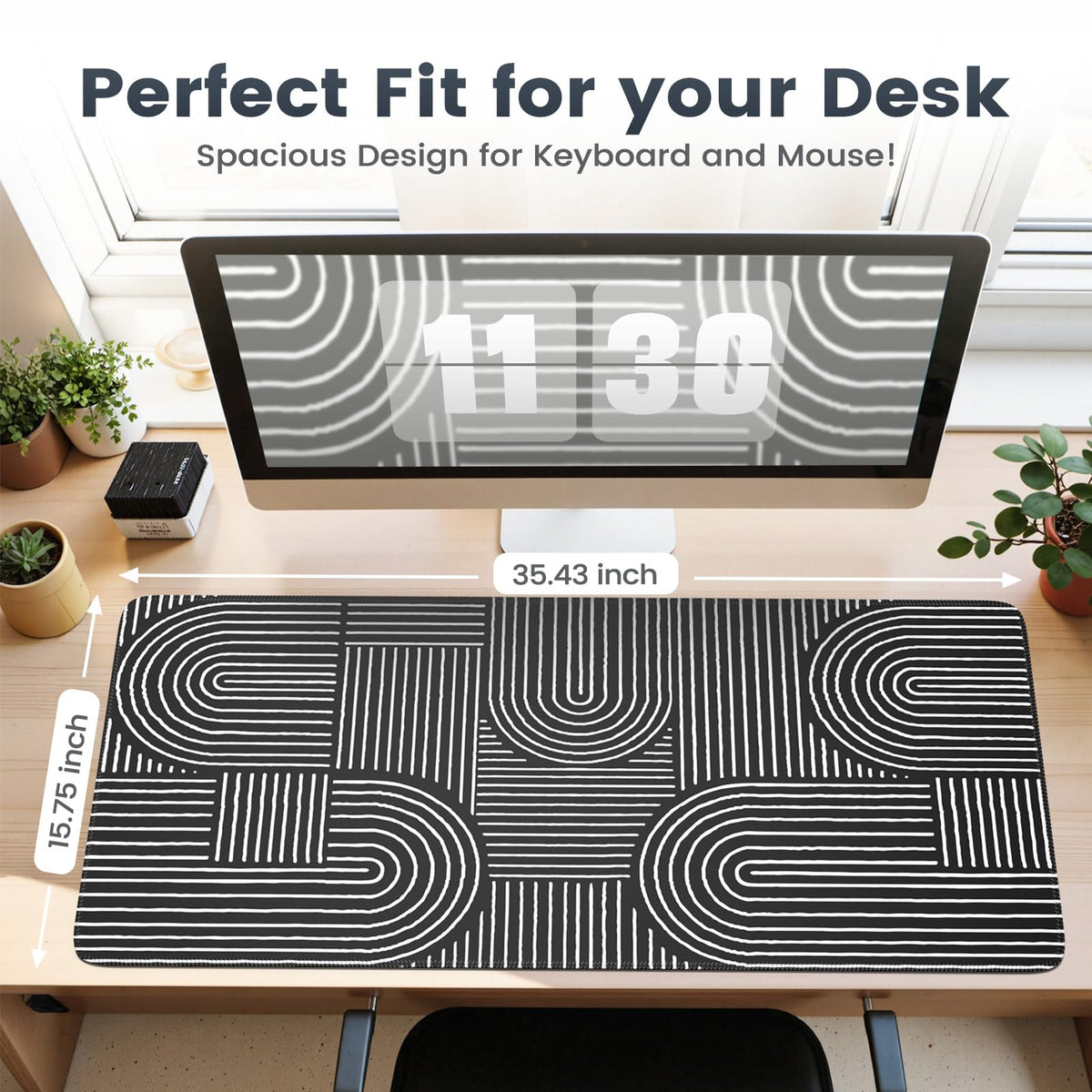 iCasso Black Desk Mat, Large Mouse Pad for Desk, Computer Pad for Desktop