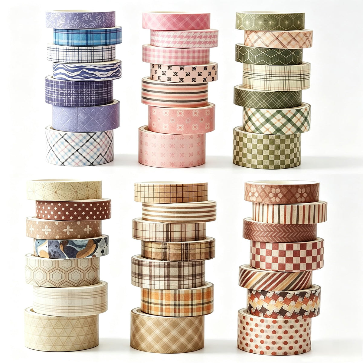 Washi Tape Set 42 Rolls Vintage Plaid Colored Decorative Scrapbook Tape