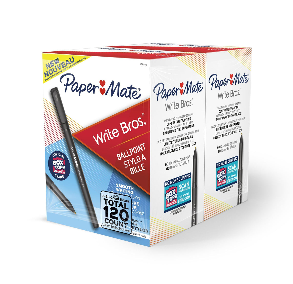 Paper Mate Ballpoint Pens, Write Bros. Black Ink Pens, Medium Point (1.0mm), 120 Count