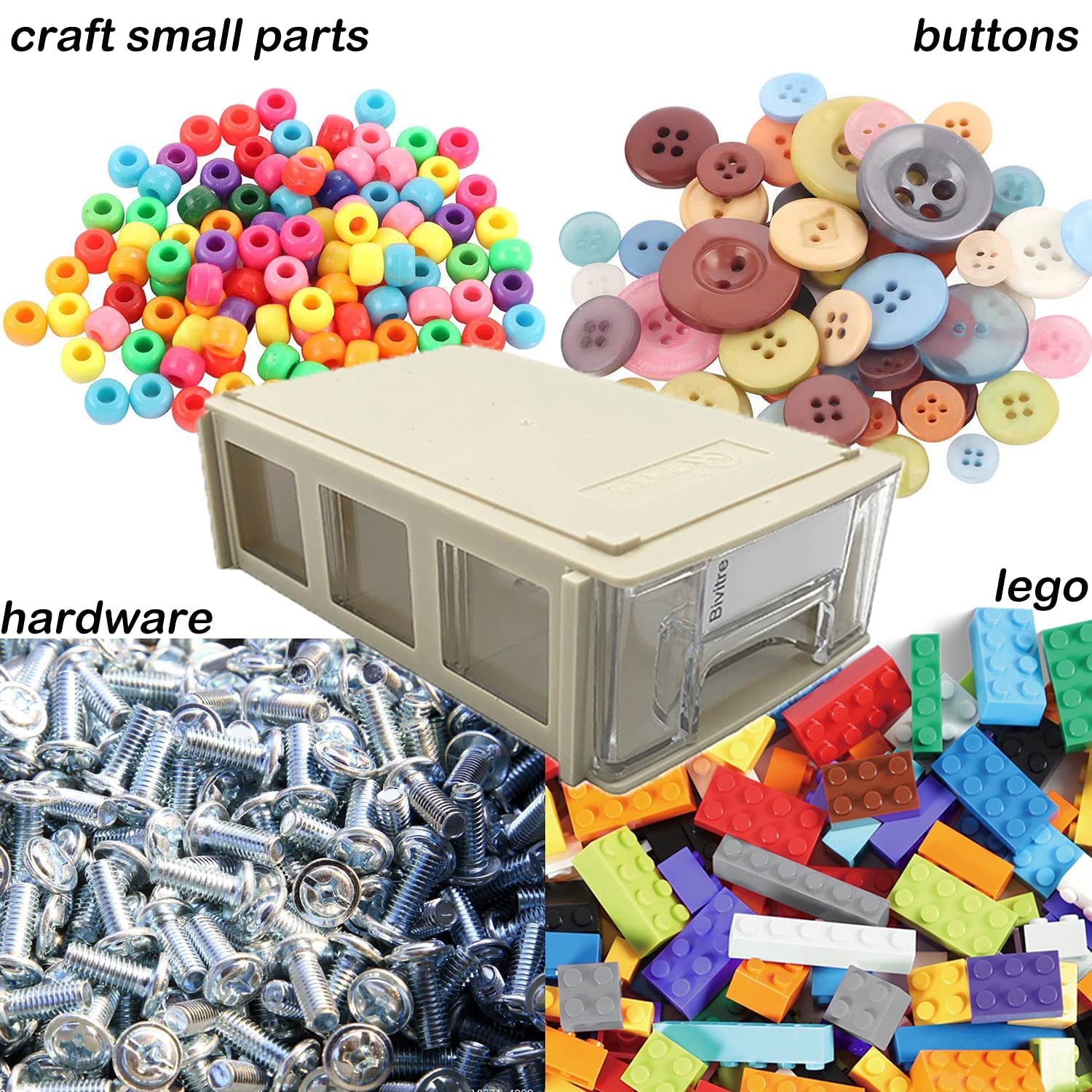 Stackable Storage Drawers Set of 20 with Dividers and Paper Labels