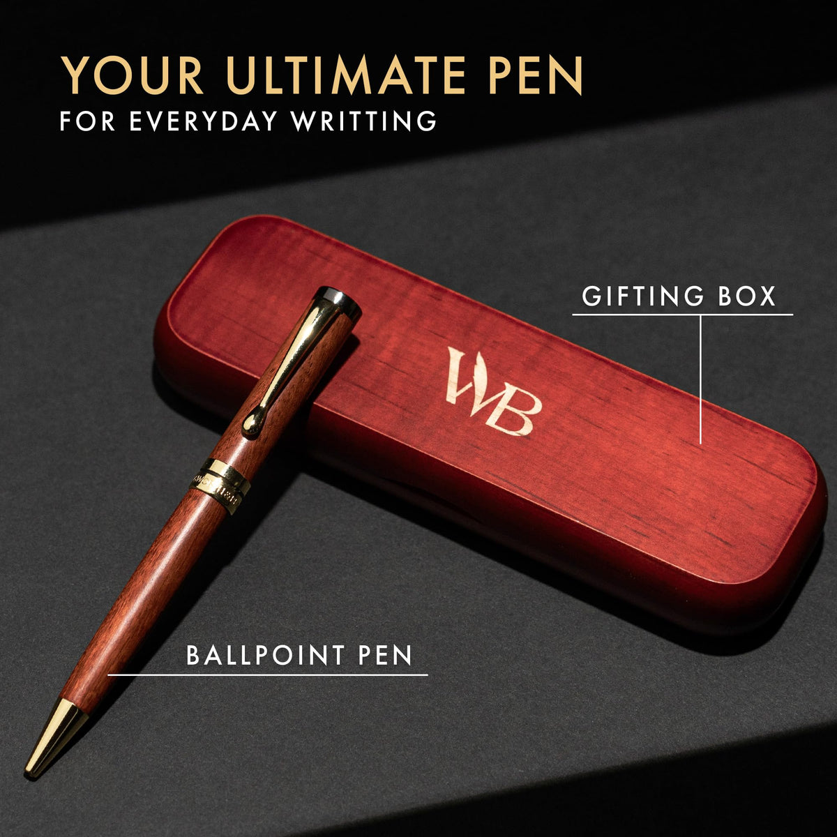Wordsworth & Black Luxury Refillable Bamboo Wood Ballpoint Pen for Writing