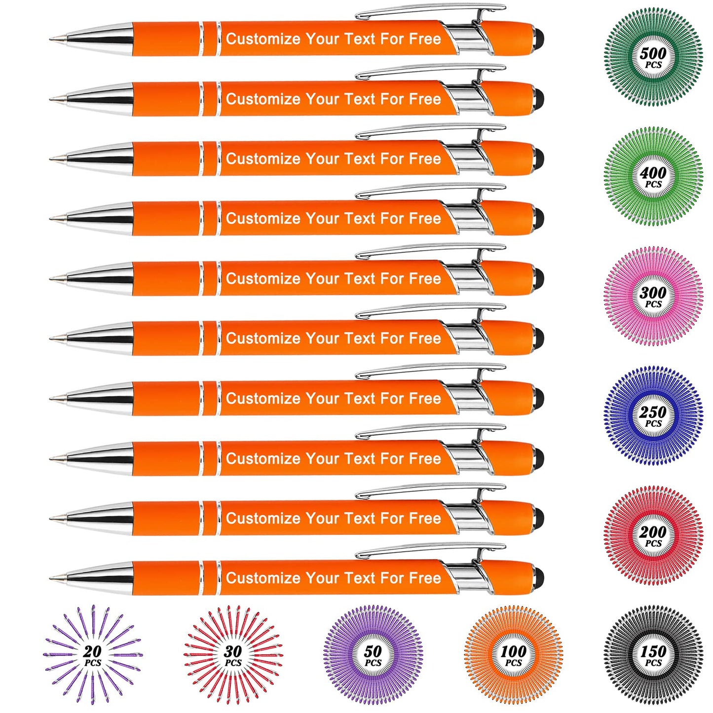 Max 500 Pcs Personalized Pens Bulk, Custom Pens with Free Engraving, Customized Stylus Tip