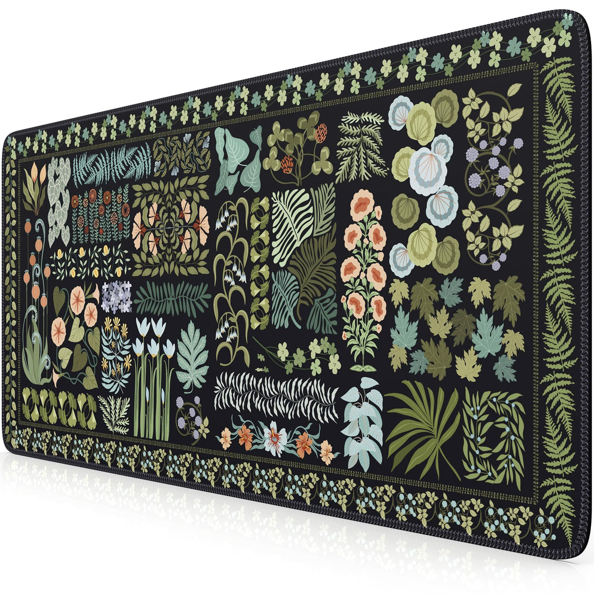 HAOCOO Vintage Floral Mouse Pad, Black Desk Pad for Home Workspace