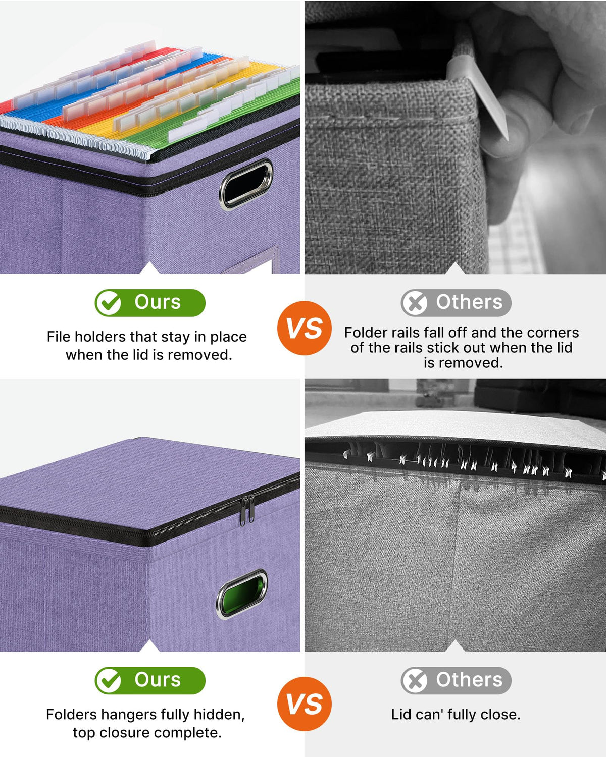 Oterri File Box Small 2-Pack Mesh Pockets Hanging Organizer for Letter-Size