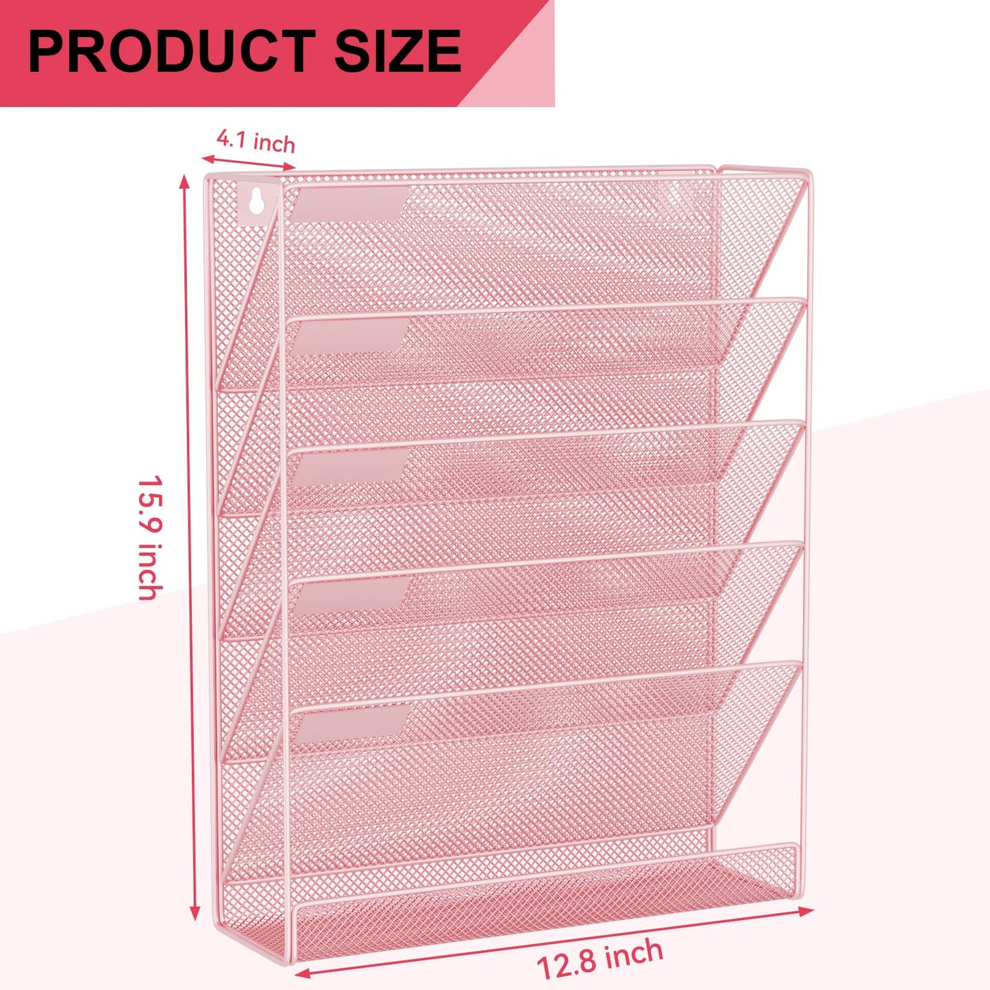 GDINDINFAN Wall File Organizer Holder Mesh Hanging Paper Document Holder, Vertical 6 Pocket Tier