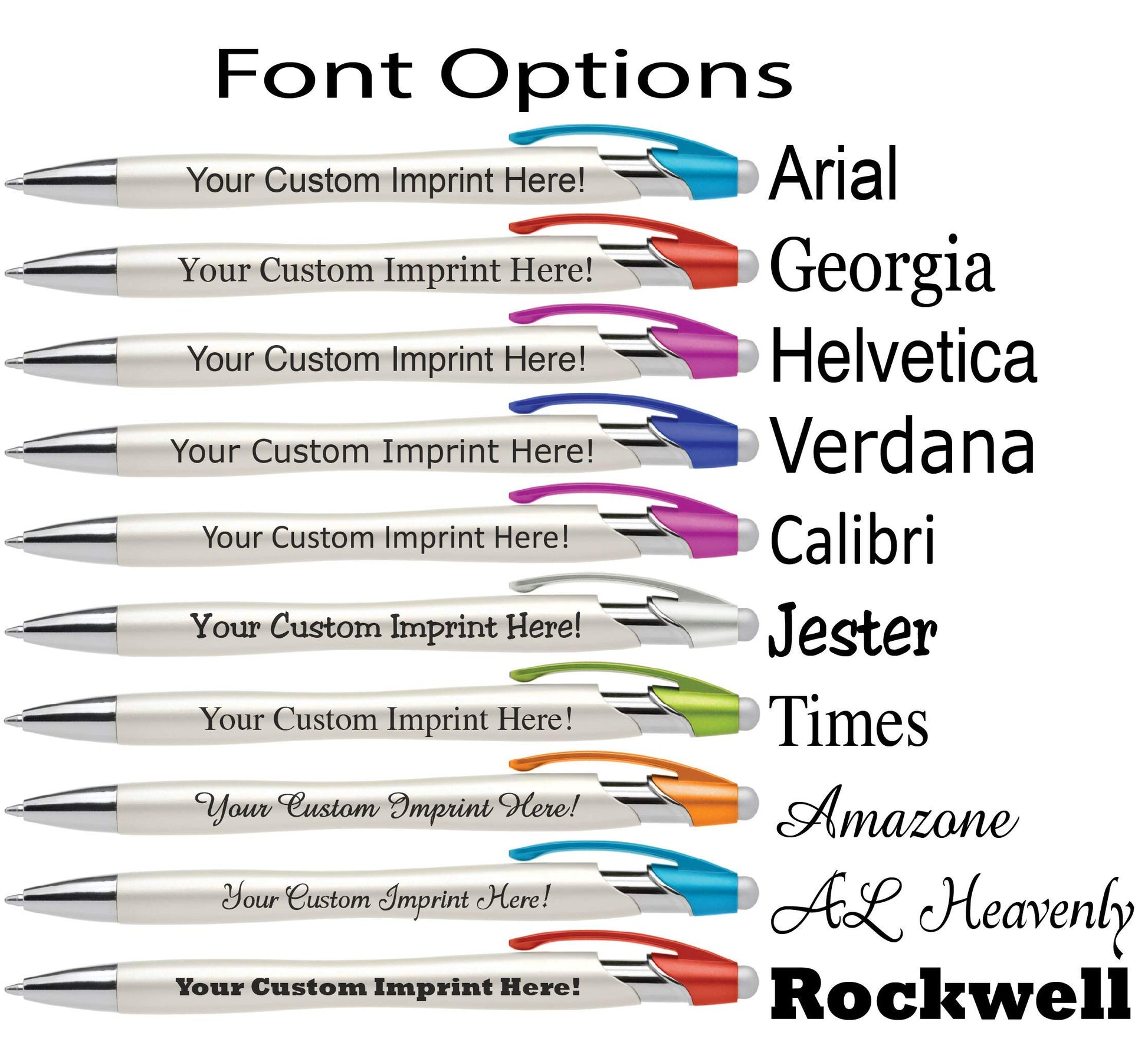ExpressDesigns™ - Custom Pens with Stylus - The Pearl - Personalized Metallic Printed Name Pens