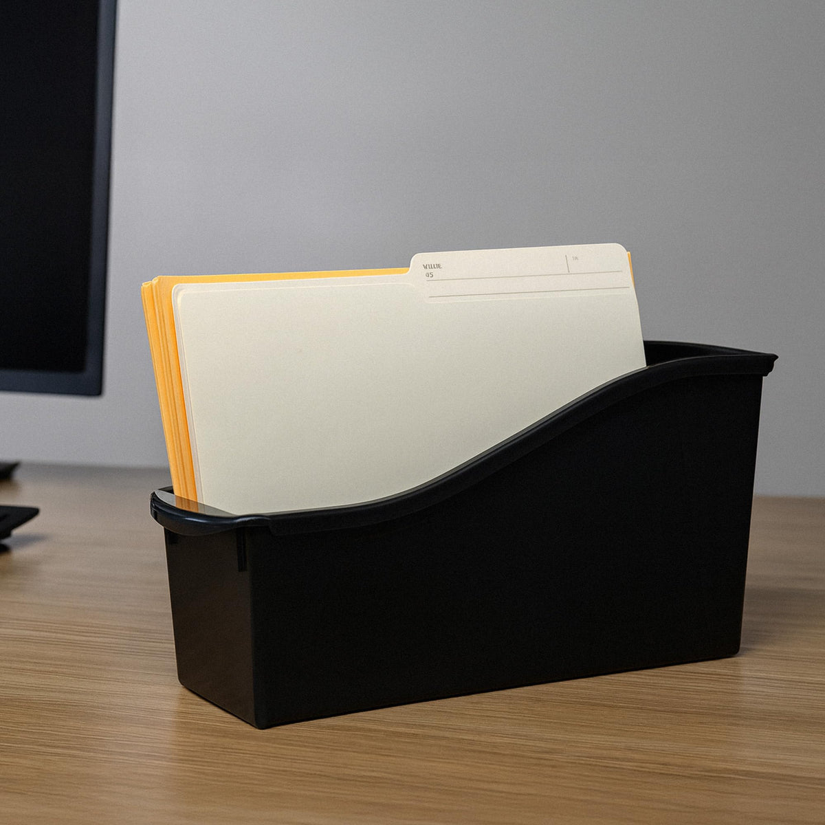 Storex Large Book Bin - Interlocking Plastic Organizer for Home, Office, and Work Space - Black