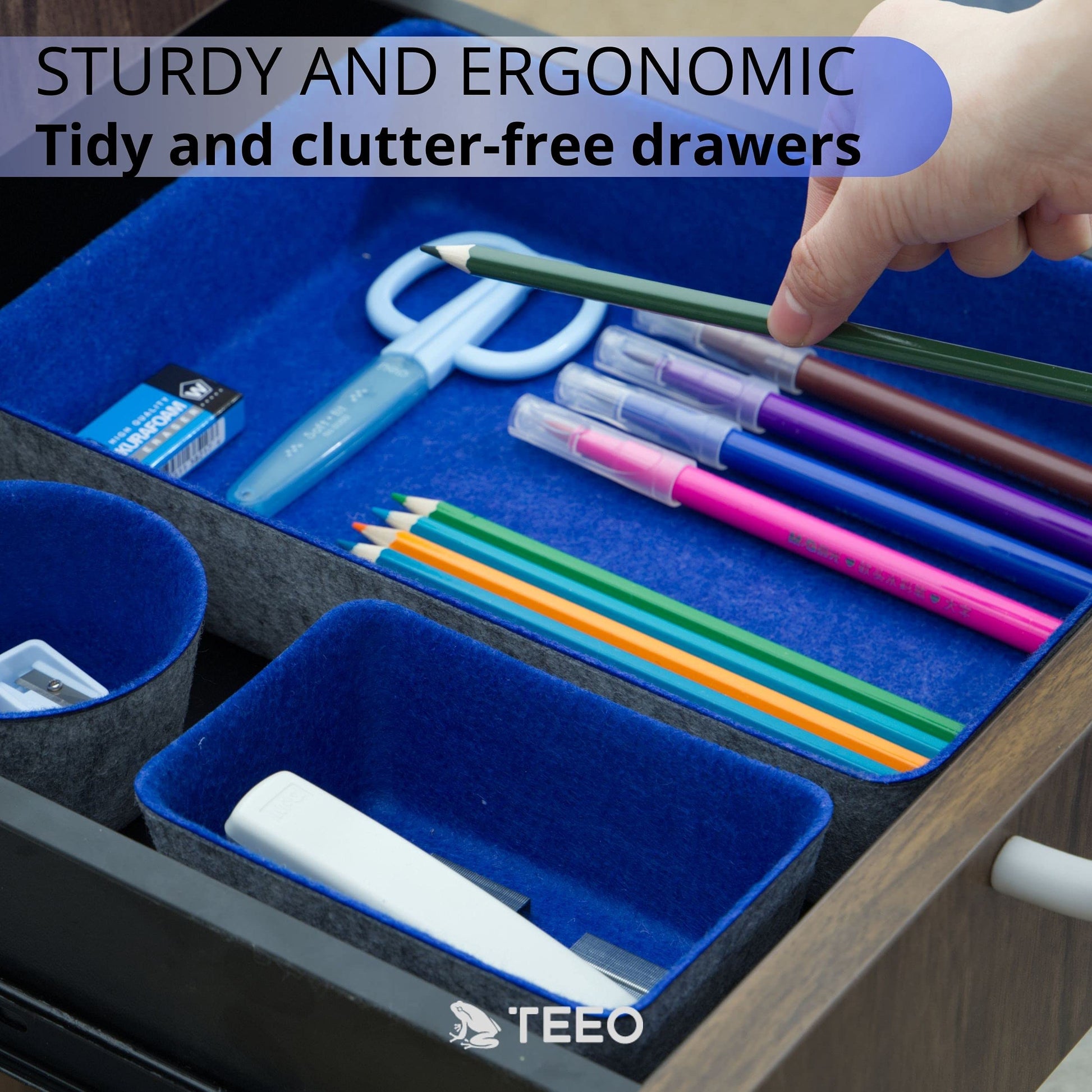 Teeo - Felt Drawer Organizer - Desk Accessories - Office Organization - Kitchen Organizer - Jewelry
