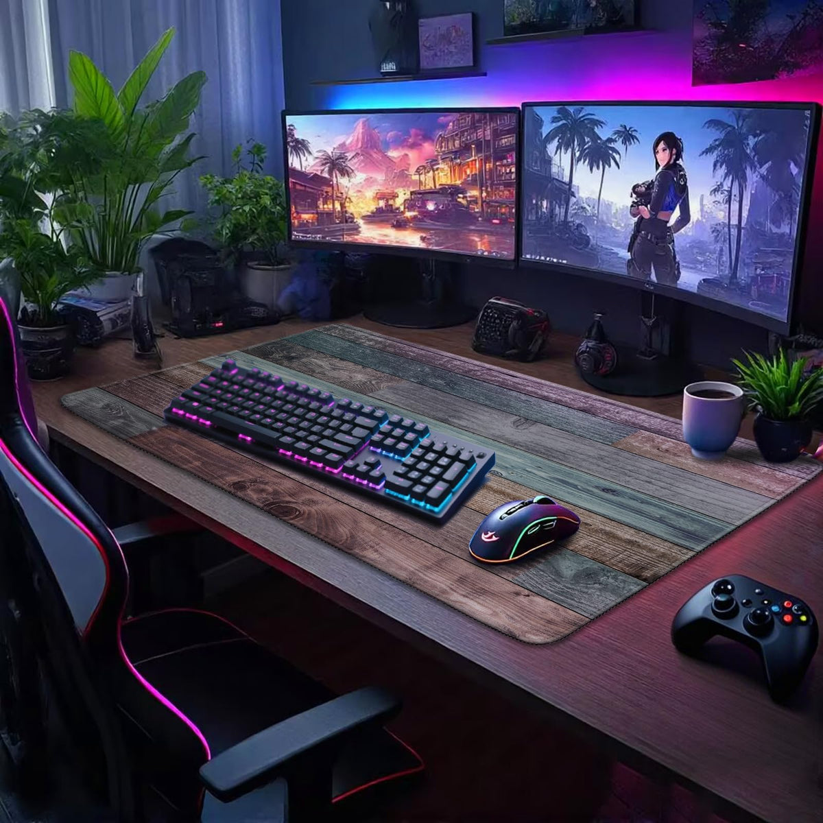 Mcapirivo Rustic Wood Pattern Large Gaming Mouse Pad Desk Mat 31.5"x15.7"