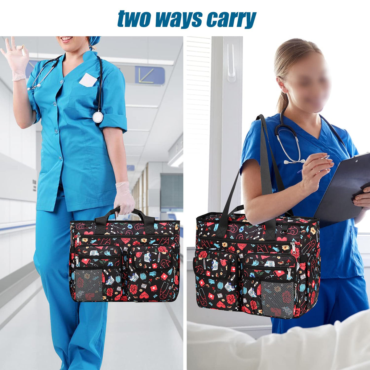 Gatycallaty Nurse Tote Bag for Women First Aid Organizer with Multi-Pockets, Healthcare Work Travel