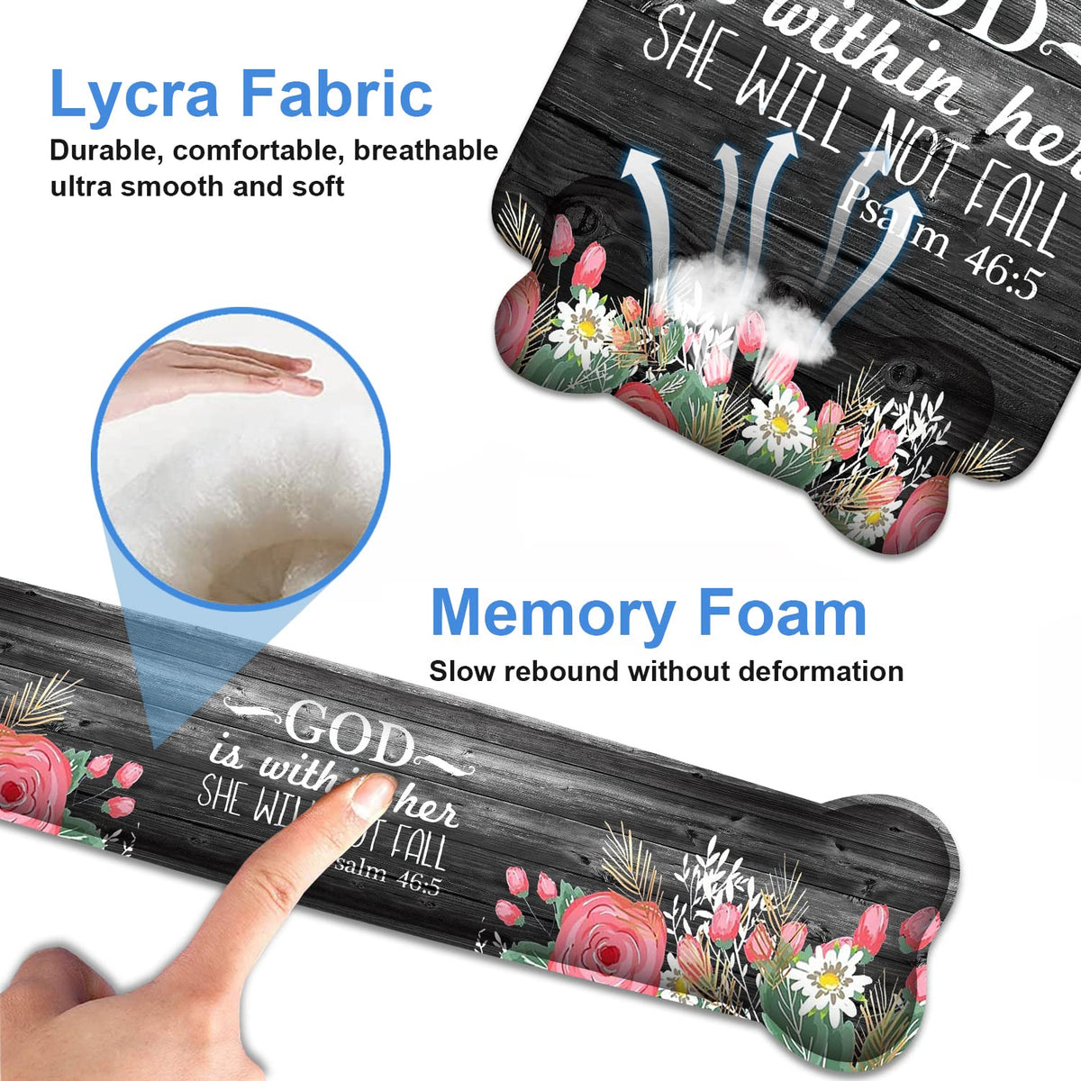 Wrist Rest Support Ergonomic Gel Mouse Pad & Memory Foam Keyboard Set, Non-Slip Rubber PU Base for
