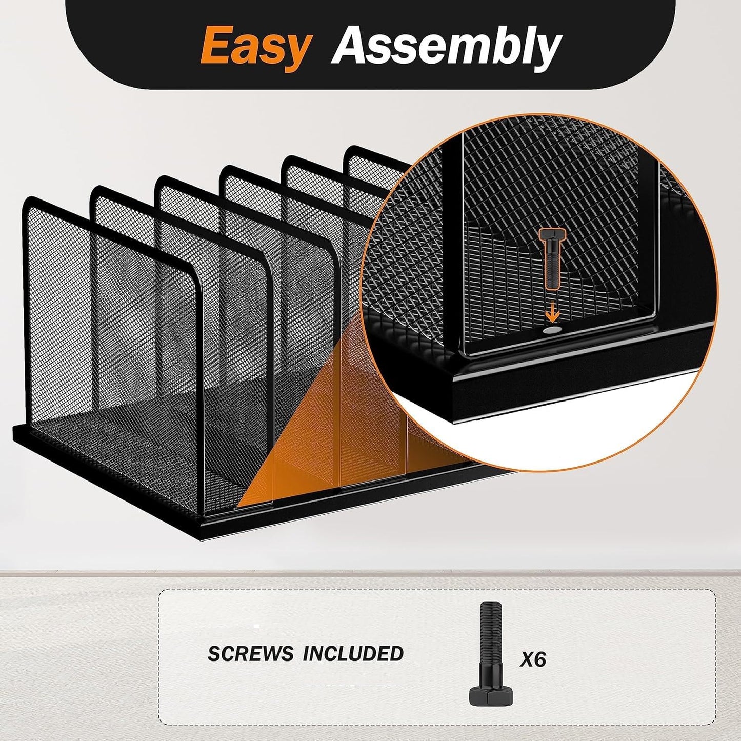 Kuntine.B Desk File Organizer Upright Mesh Desktop Organizer File Sorter Office Organization File