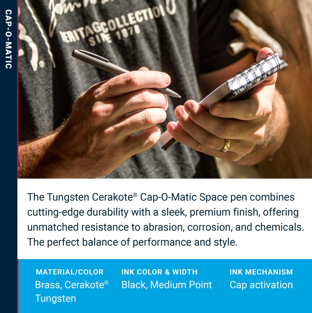 Fisher Space Pen Tungsten Cerakote Finish Cap-O-Matic Pen, Black Ink