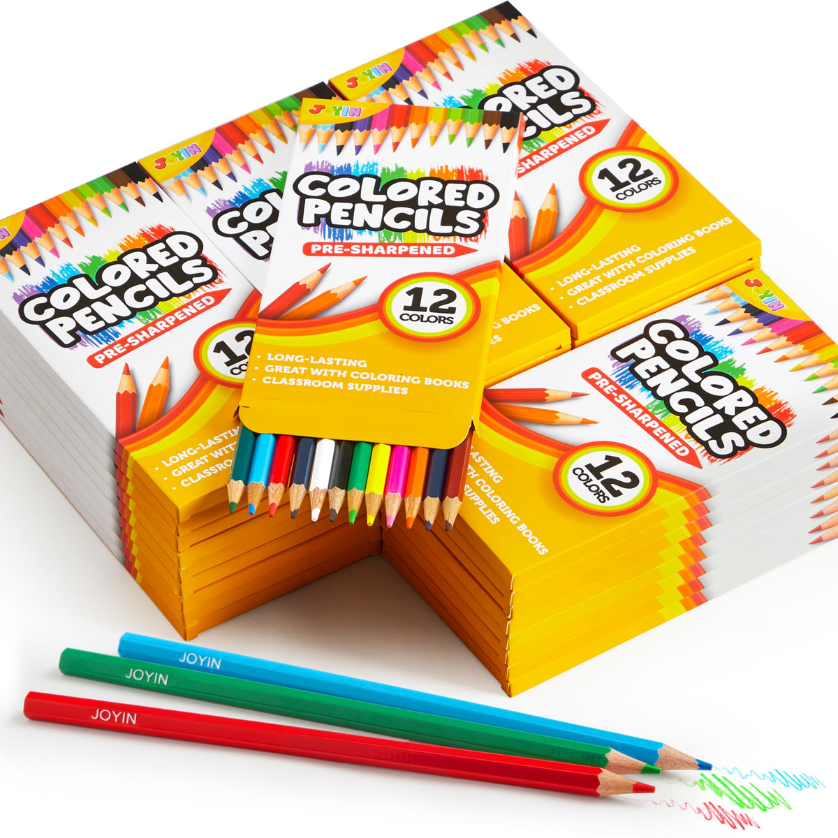 JOYIN 432 Count Colored Pencils Bulk, Colored Pencils for Kids 3+, 12 Colors, 36 Packs
