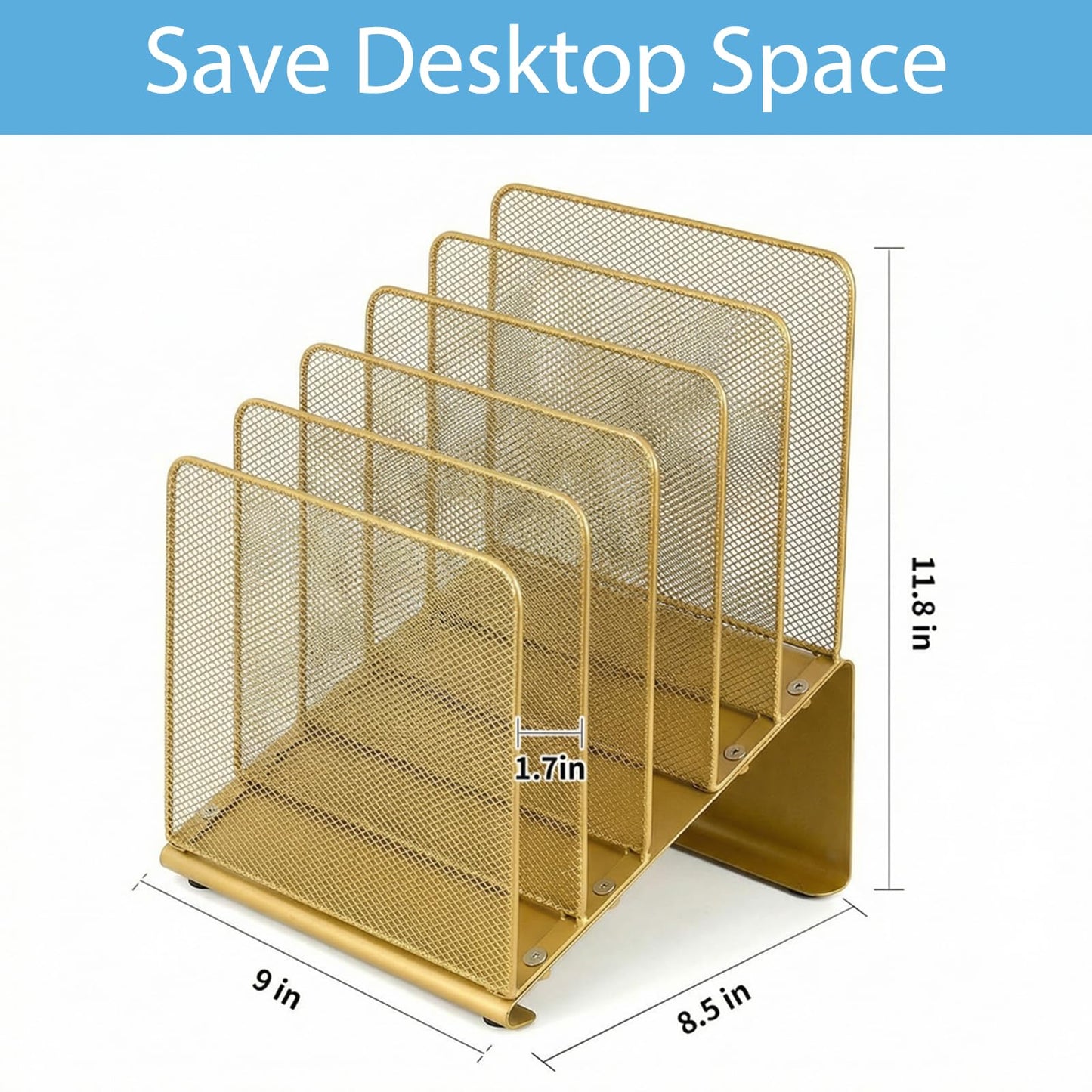 LEKETREE File Organizer for Desk, File Folder Organizer with 5-Section Vertical Rack, Suitable for