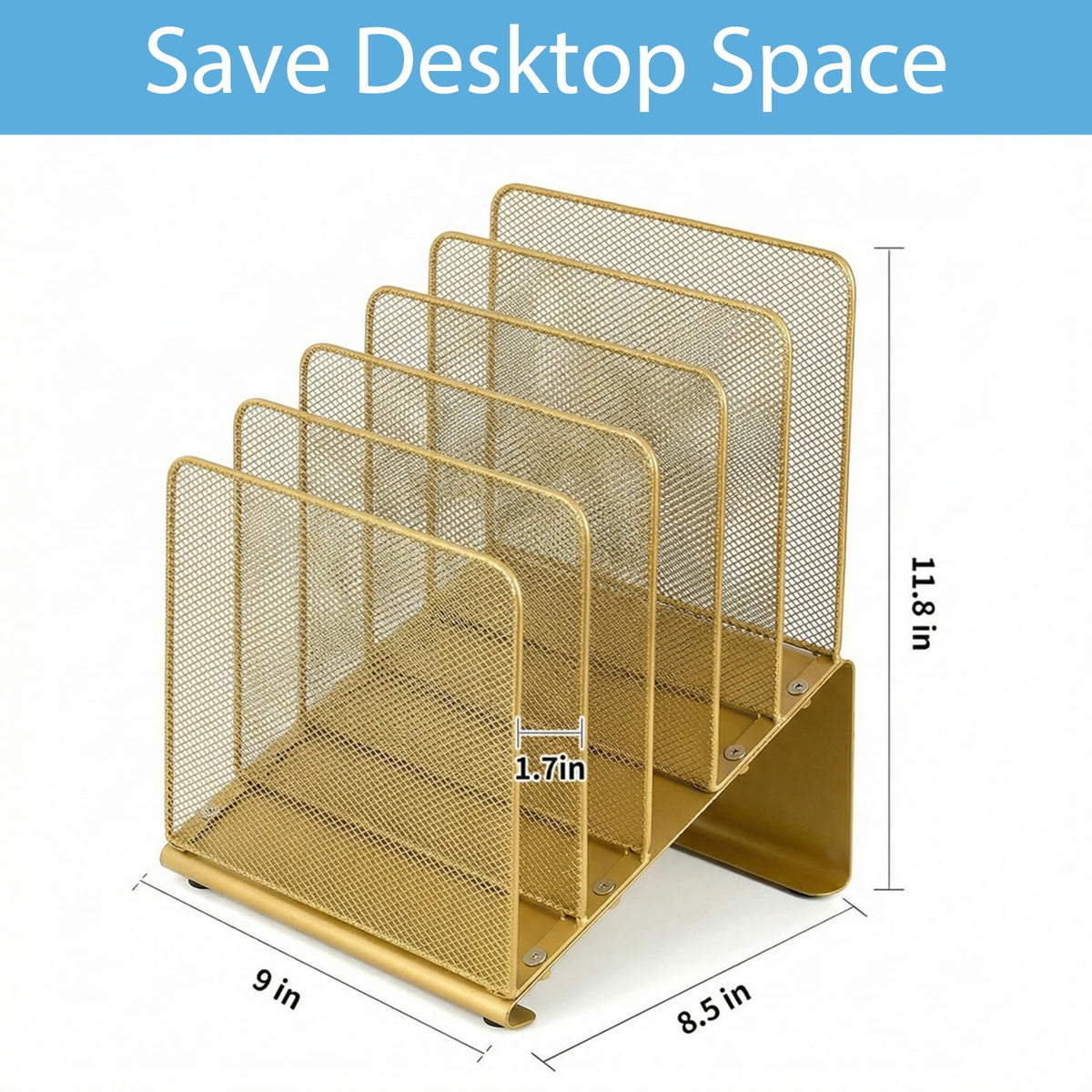 LEKETREE File Organizer for Desk, File Folder Organizer with 5-Section Vertical Rack, Suitable for
