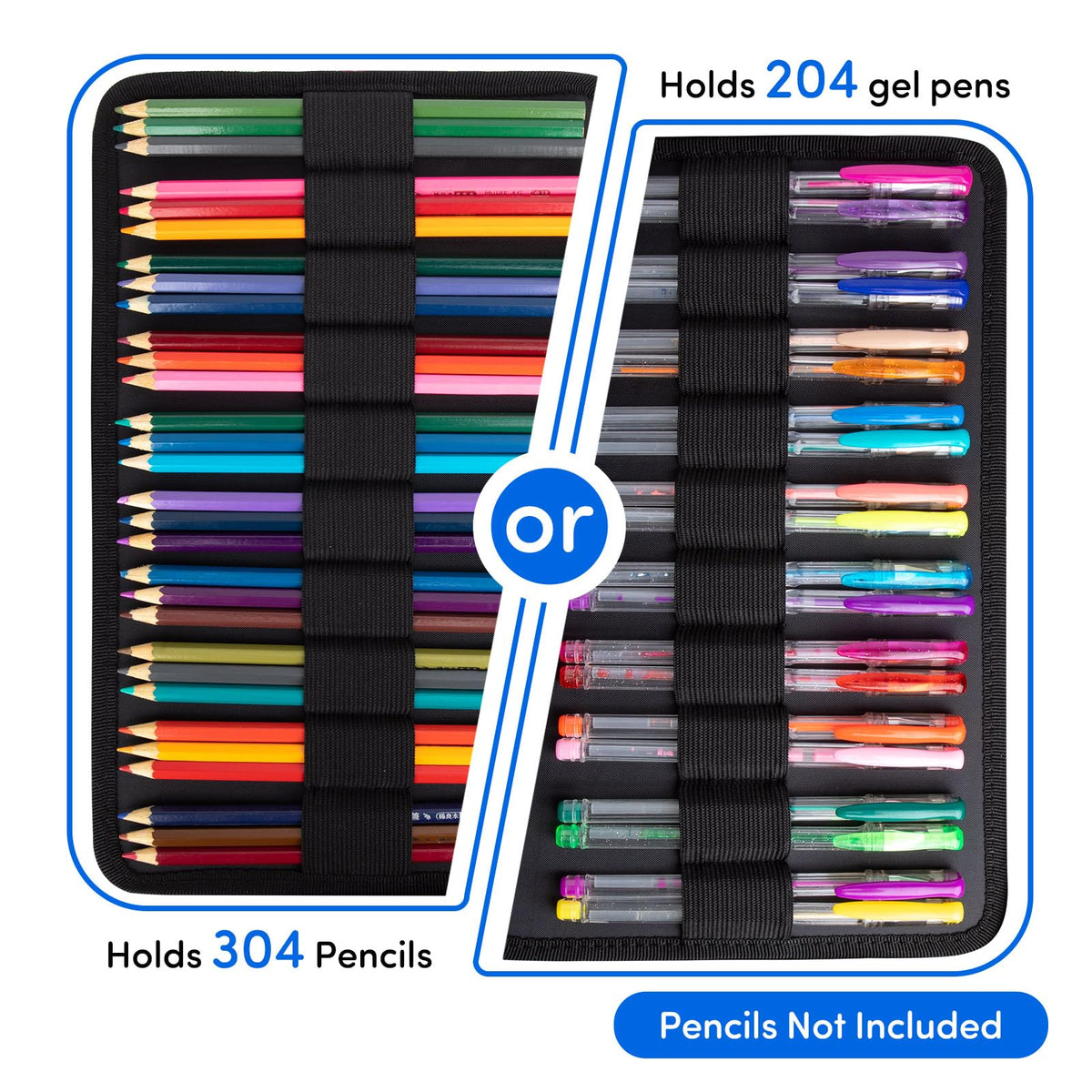 YOUSHARES 300 Slots Color Pencil Case - Pen Case Organizer with Handy Wrap & Zipper, Multilayer