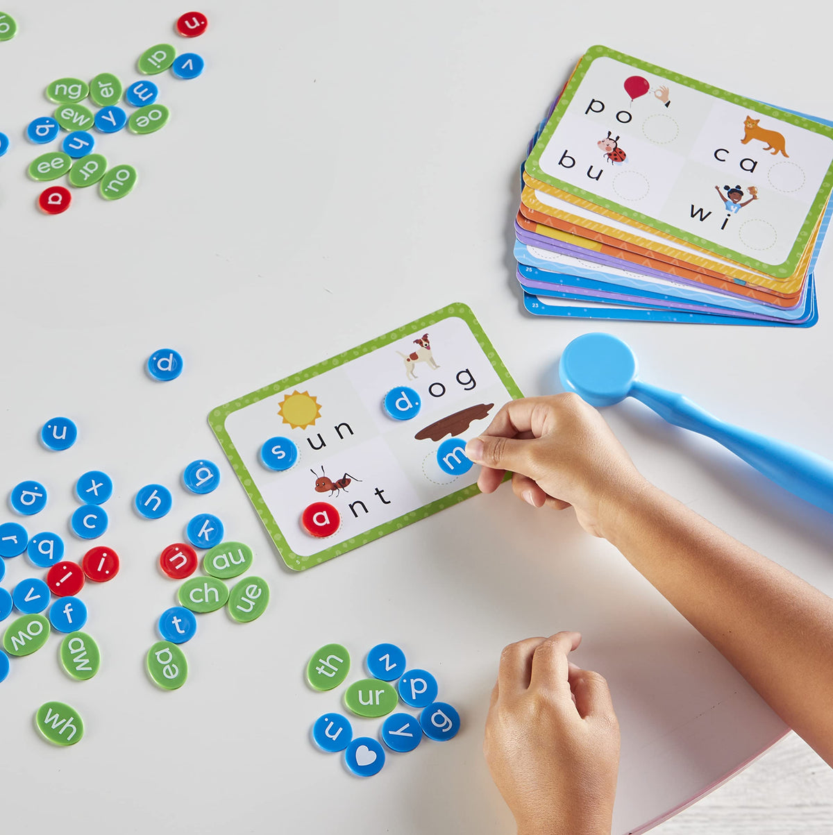 hand2mind Reading Readiness Activity Set, Magnetic Wands and Chip Set, Learn to Spell for Kids