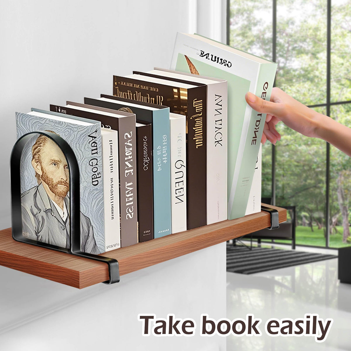 Book Ends for Shelves: Black Metal Book Ends, Heavy Duty Bookend Supports for Shelves, Non-Skid