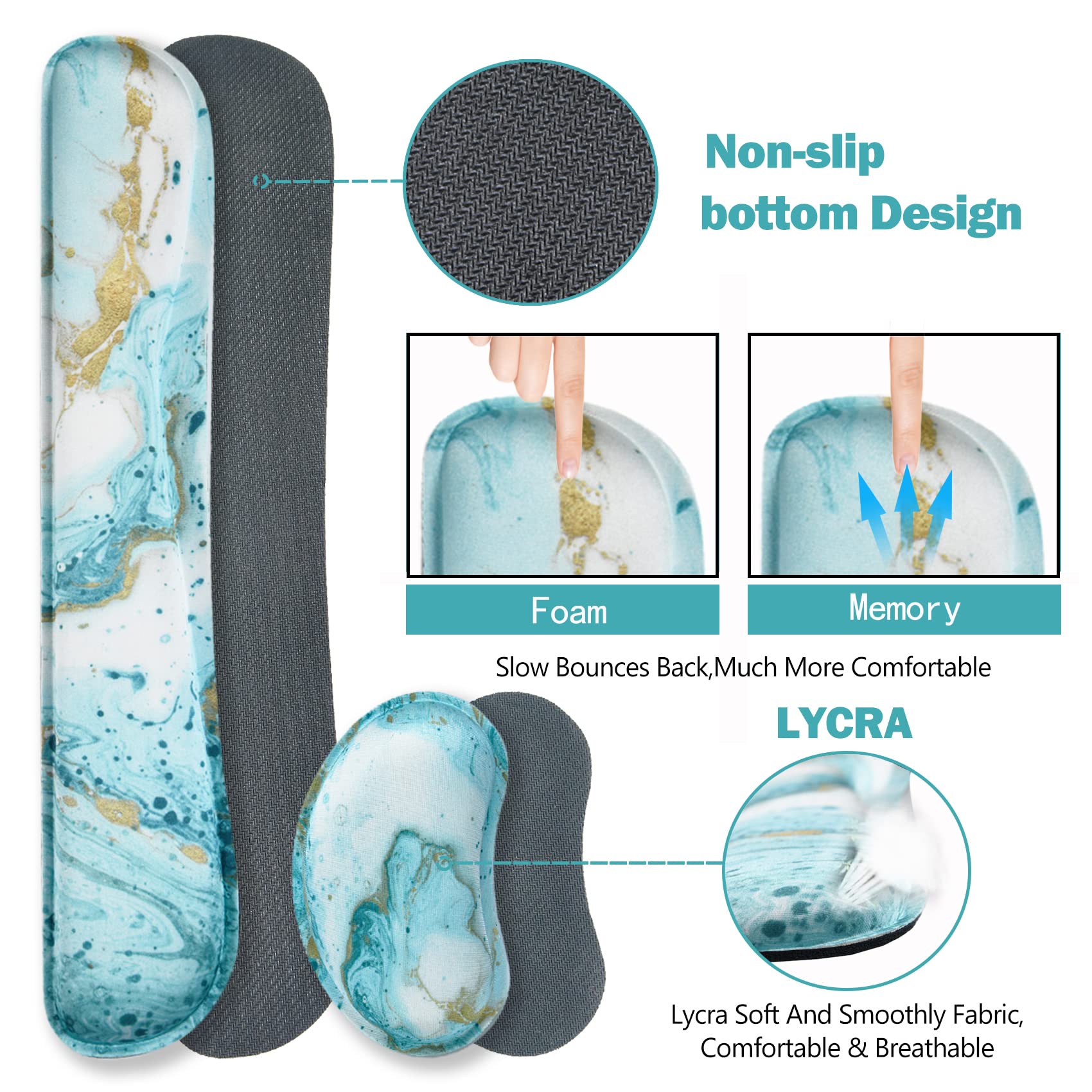 ARTSO Large Gaming Mouse Pad, Keyboard Wrist Rest Pad & Wrist Support Mousepad Set, Stitched Edge
