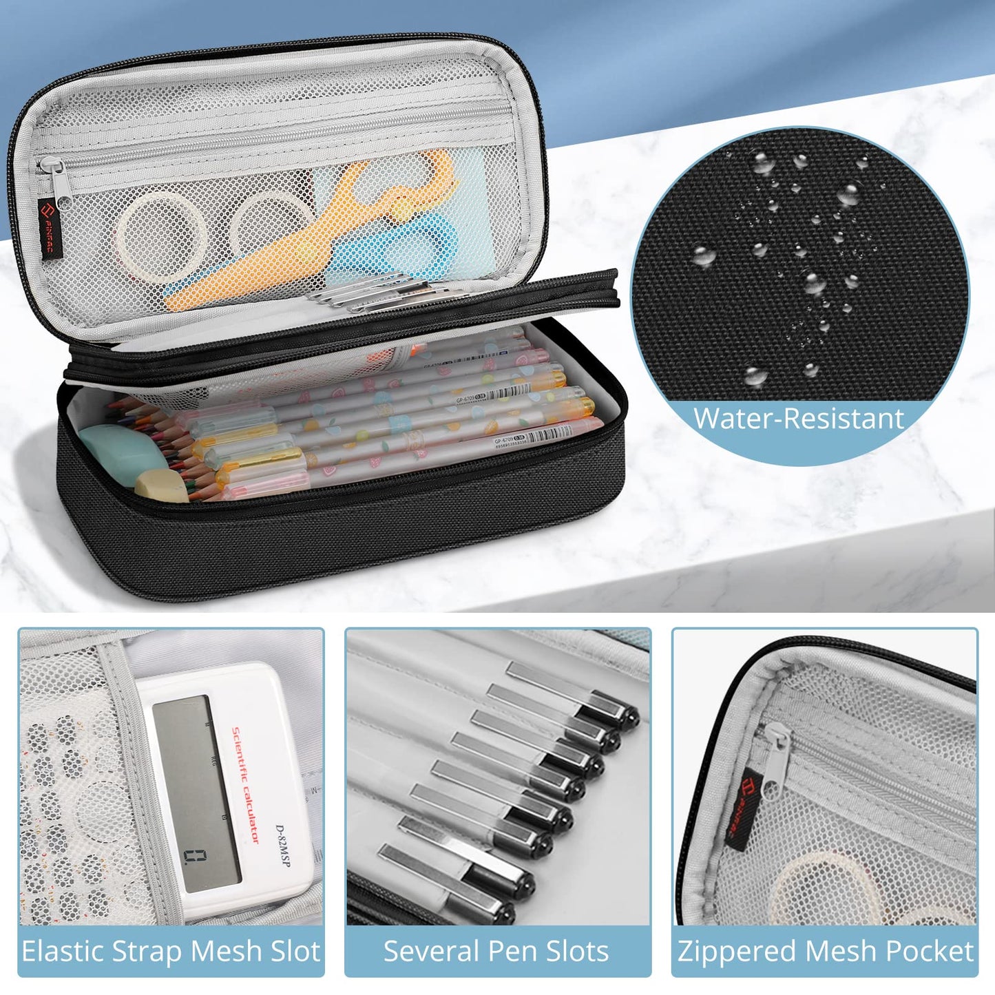 FINPAC Pencil Case, Large Capacity Pencil Box Pen Pouch