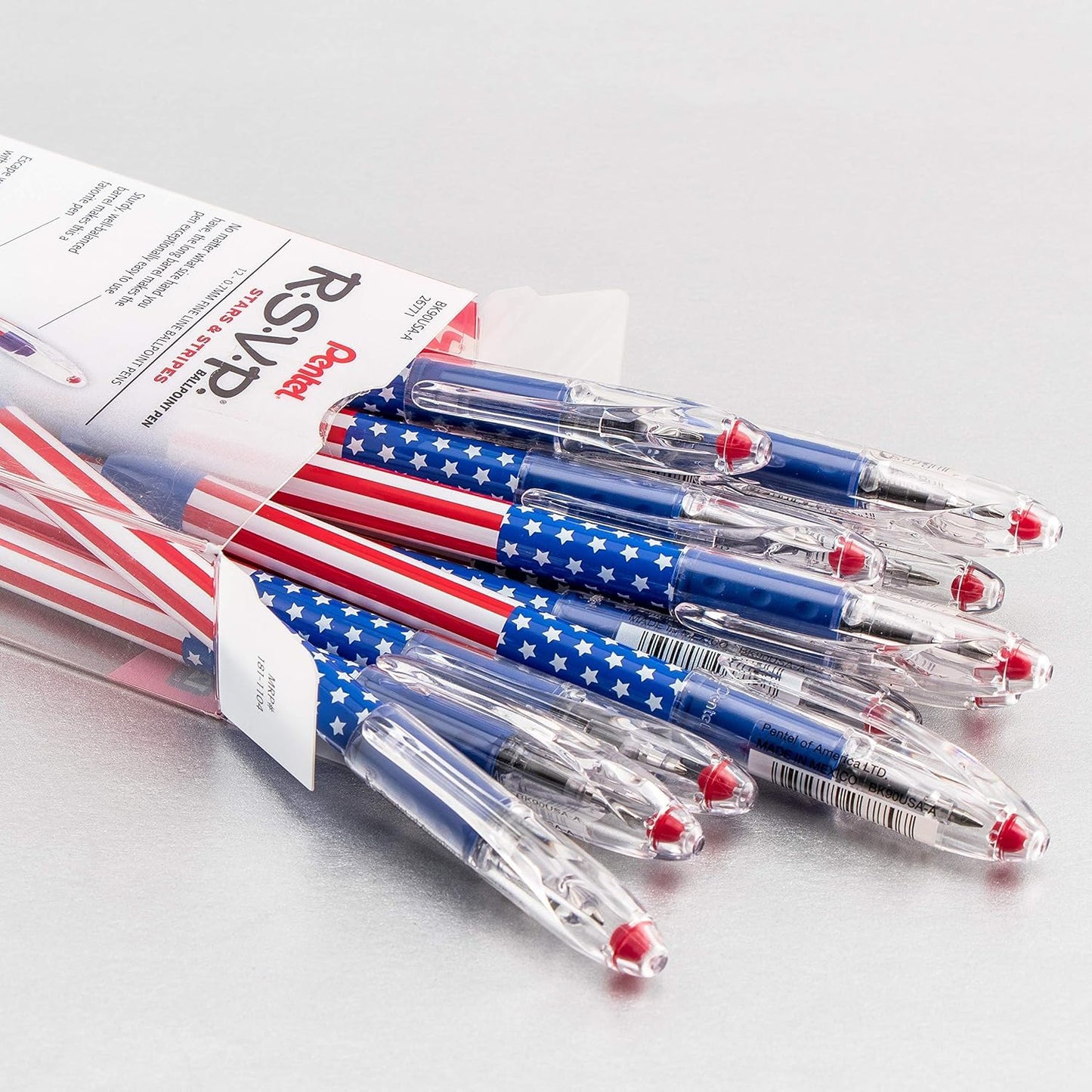 Pentel RSVP Ballpoint Pen, (0.7mm) Fine Line, Flag Barrel, Black Ink,(12 count)- Pack of 2