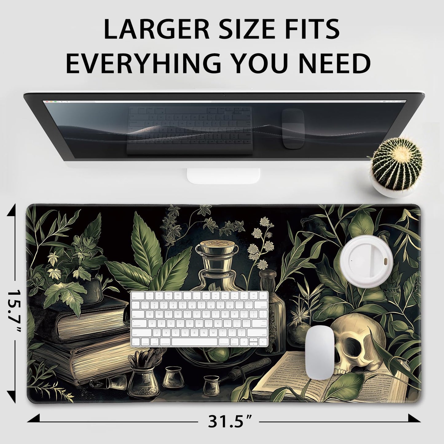 Mcapirivo Gothic Dark Botanical Large Gaming Mouse Pad Desk Mat 31.5"x15.7"