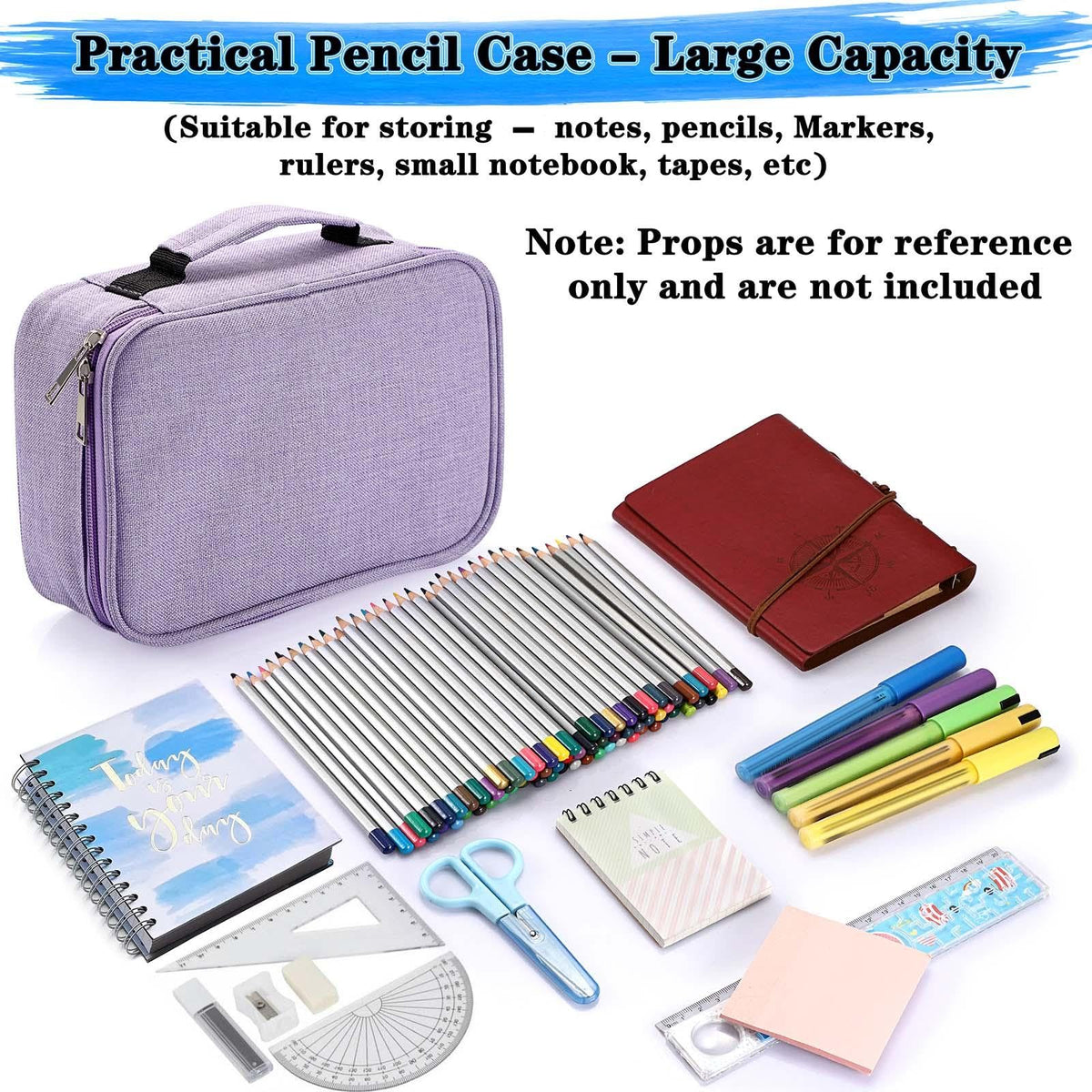 BTSKY® High Capacity Zipper Pens Pencil Case- Multi-Functional Stationery Pouch 72 Slots Colored