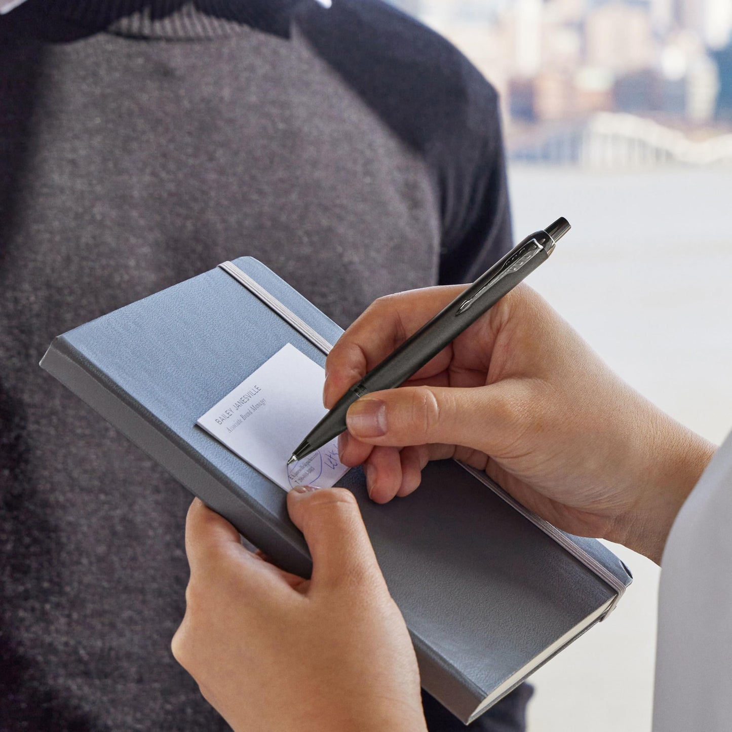 Parker IM Monochrome Ballpoint Pen | Gun Metal Finish and Trims | Medium Point with Blue Ink | Gift