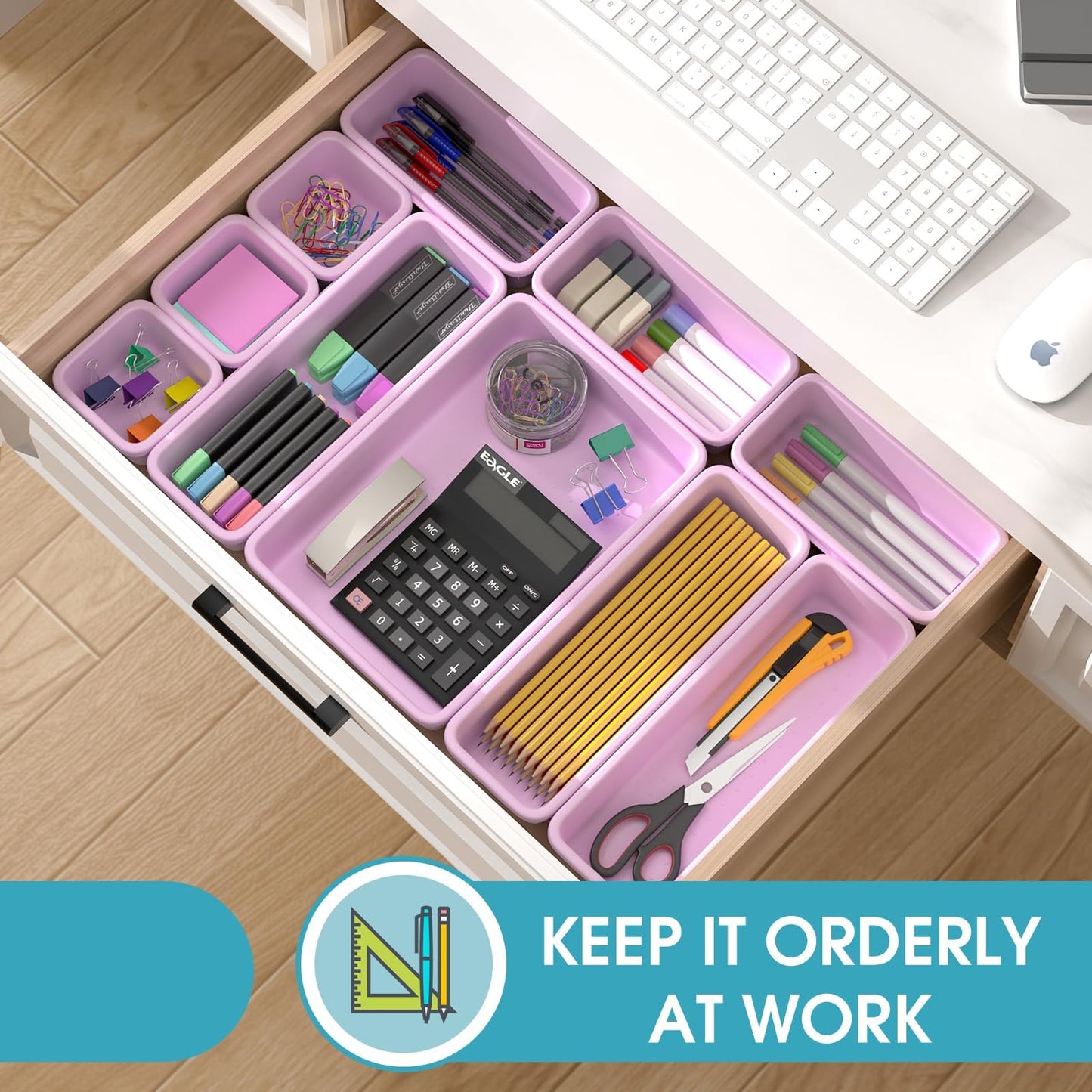 33 PCS Drawer Organizer Set, 4 Size Makeup Drawer Divider Organizer With Non-Slip Pads