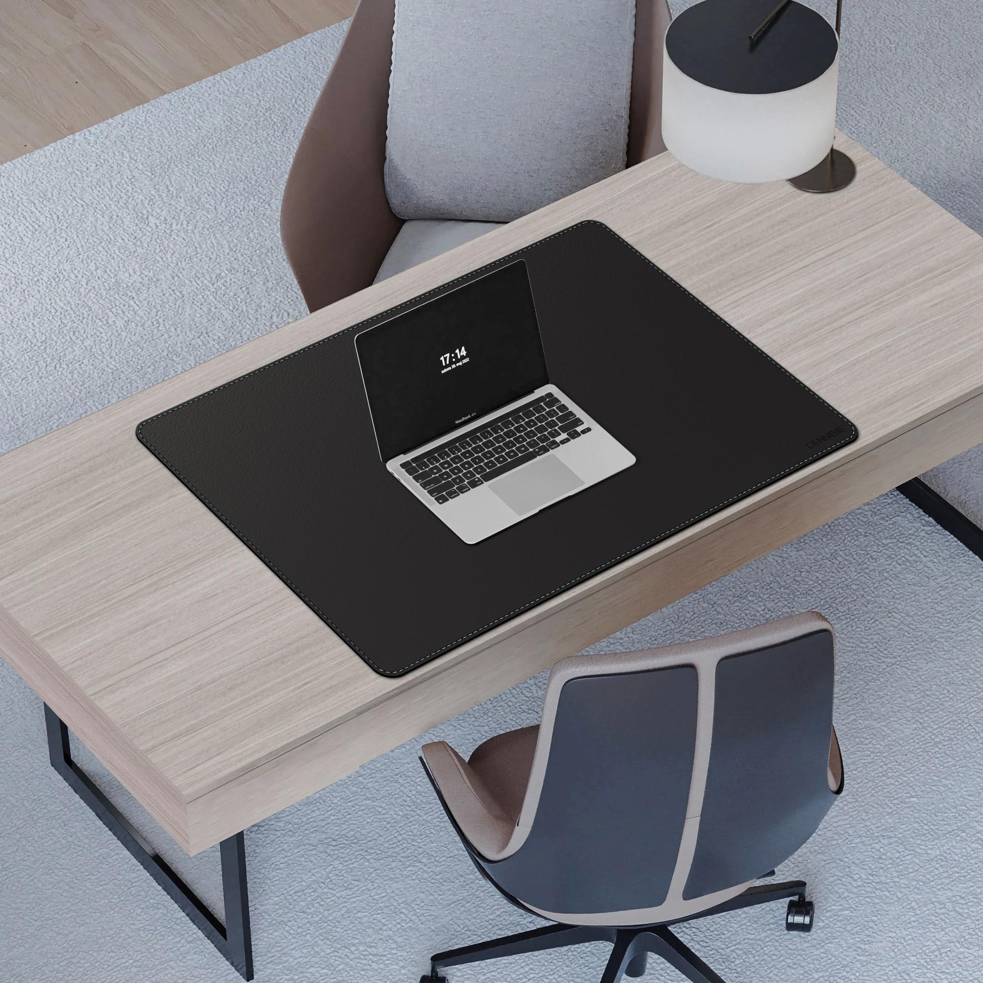 CENNBIE Leather Desk Mat - 31.4" x 19.6" Computer Desk Pad (Black)