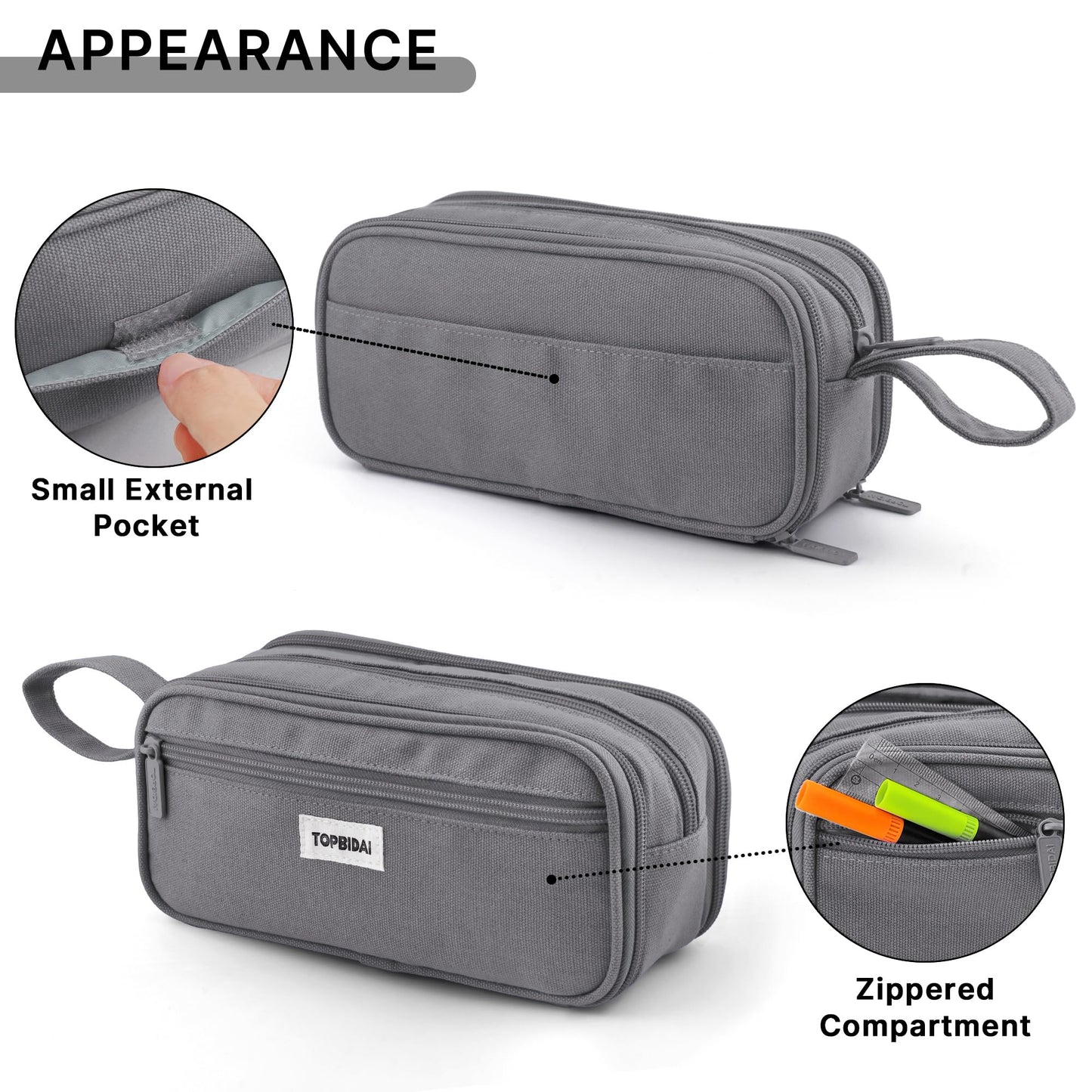 TOPBIDAI Large Pencil Case Pouch for Girls Boy Women Men Adults