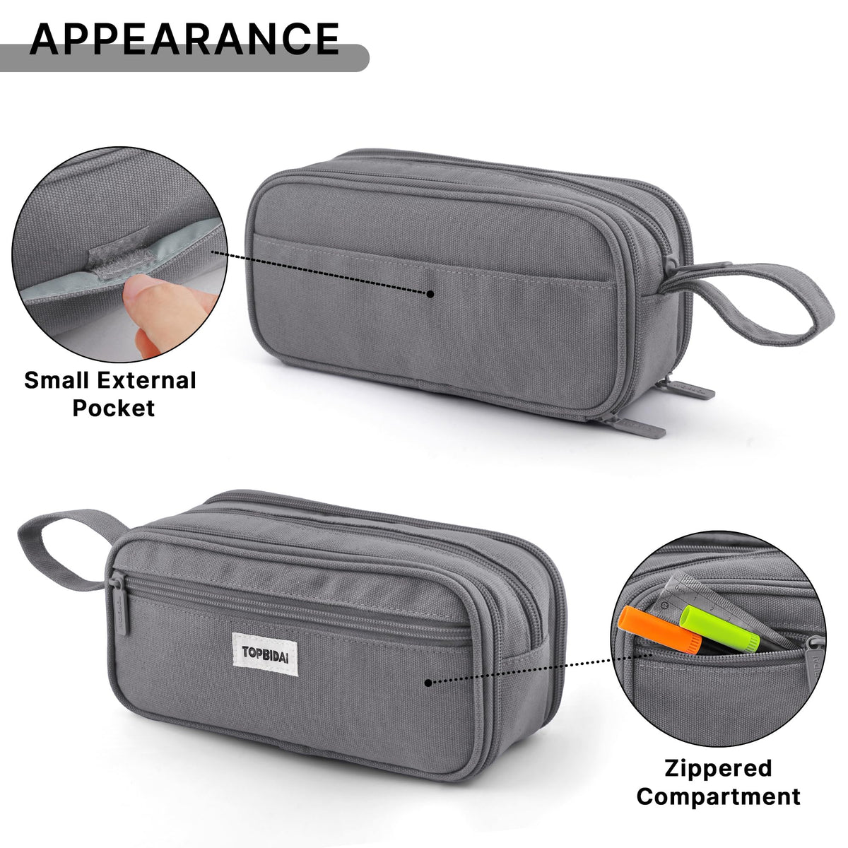 TOPBIDAI Large Pencil Case Pouch for Girls Boy Women Men Adults