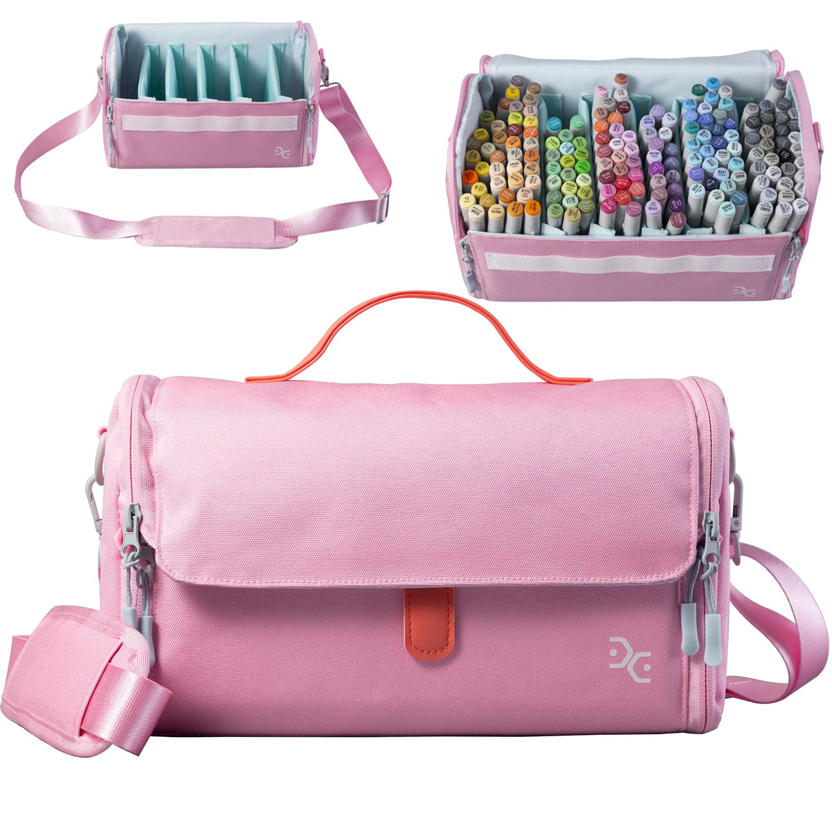 Togood Marker Pens Storage Tote Handbag, Up to 160 Pens, Pink Crossbody Bags Causal Shoulder Bag