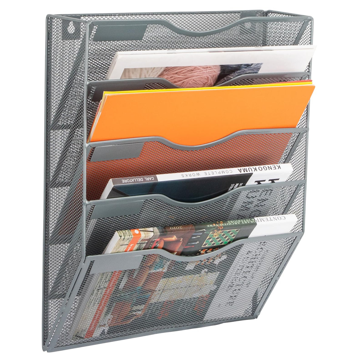 EASEPRES 5 Pocket Mesh Hanging Wall File Organizer, Wall Mounted Mail Paper Document Folder Holder