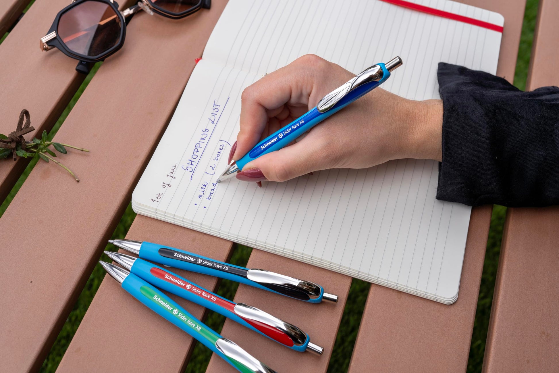 Schneider Slider Rave XB (Extra Broad) Ballpoint Pens, Refillable + Retractable, 1.4 mm, Light Blue