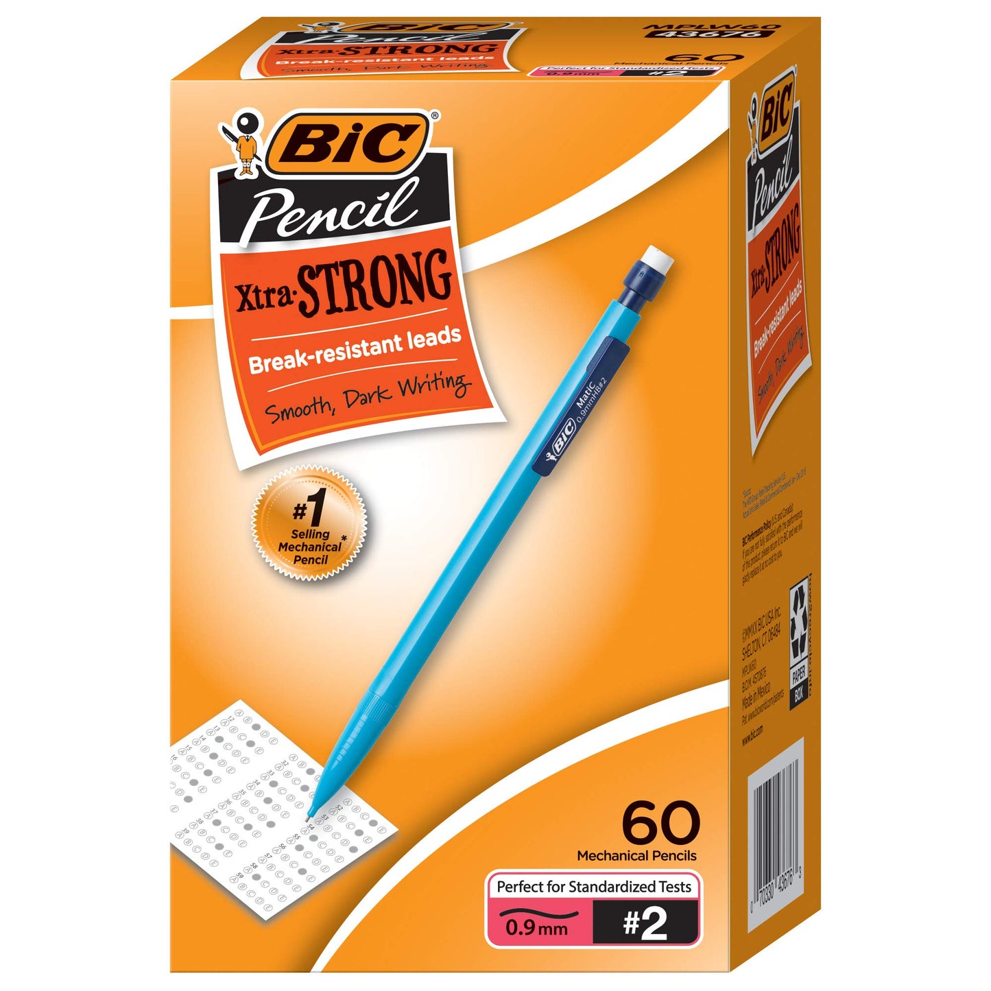 BIC Xtra-Strong Mechanical Pencil, 2 Lead, No Smudge, 60-Count, Thick Point