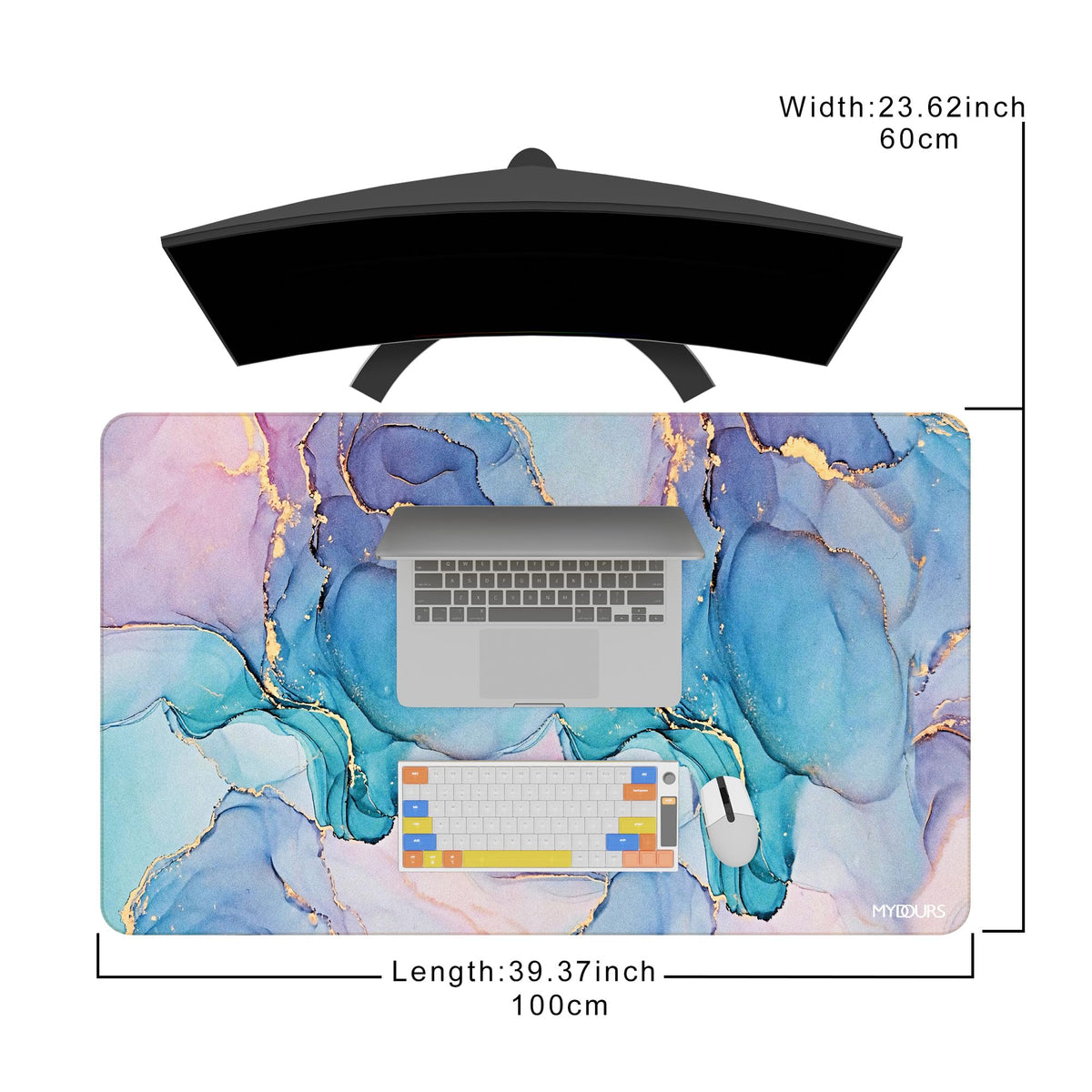 Mydours 40" x 24" Gaming Mouse Pad, XXL Full Desk Pad,(Marble)