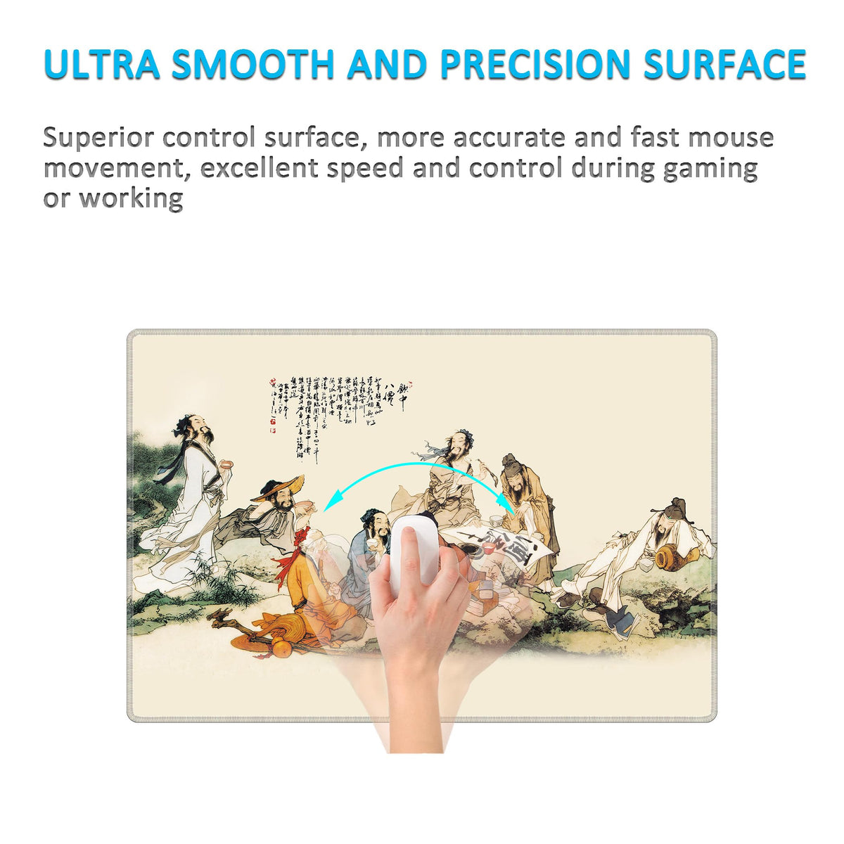 LL-COEUR XXL Landscape Gaming Mouse Pad Computer Keyboard Mat Office Desk Pad (Eight Immortals