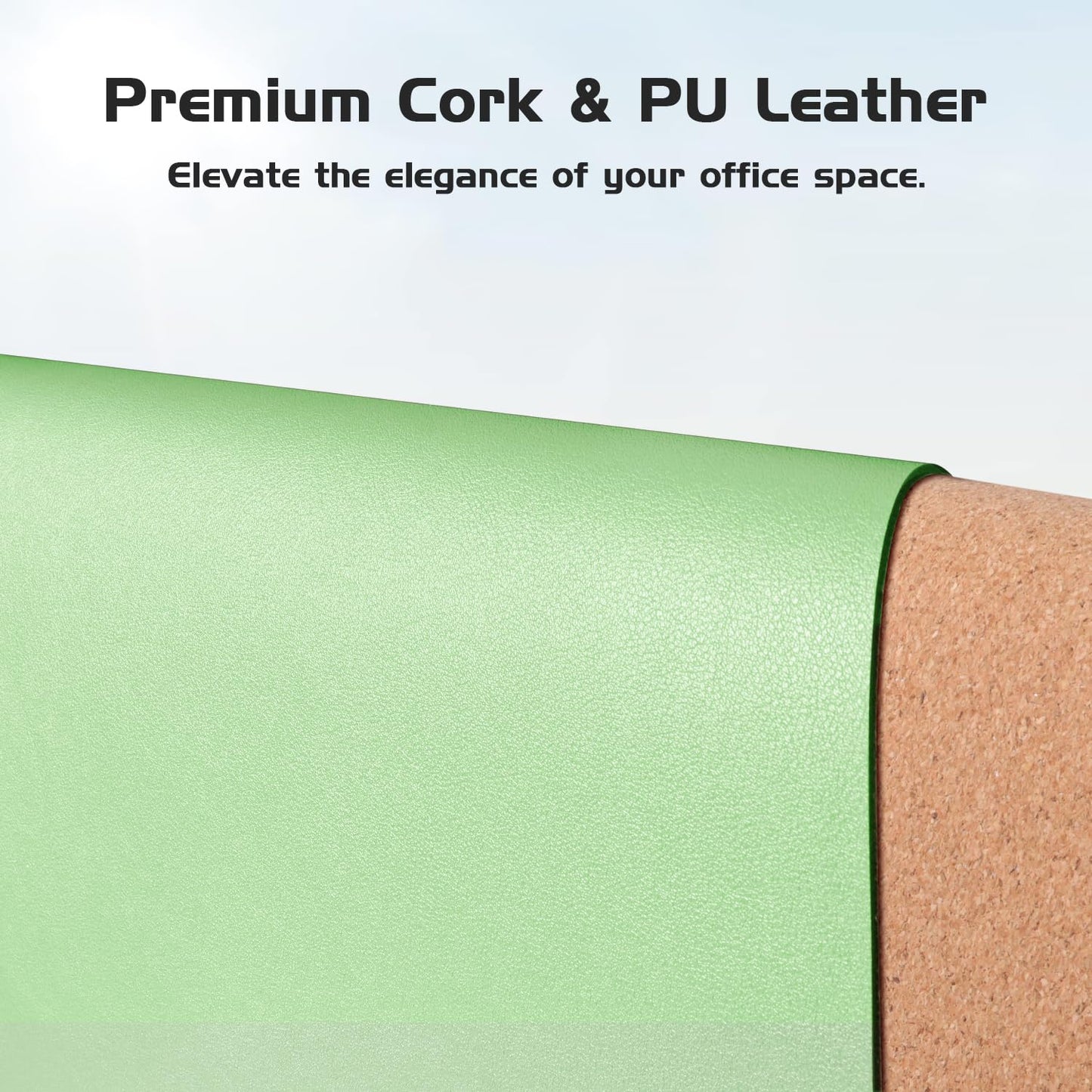 Aothia Double-Sided Desk Pad, 37.8"x17" Leather Desk Mat, Eco Cork Desk Pad Protector,Large Mouse