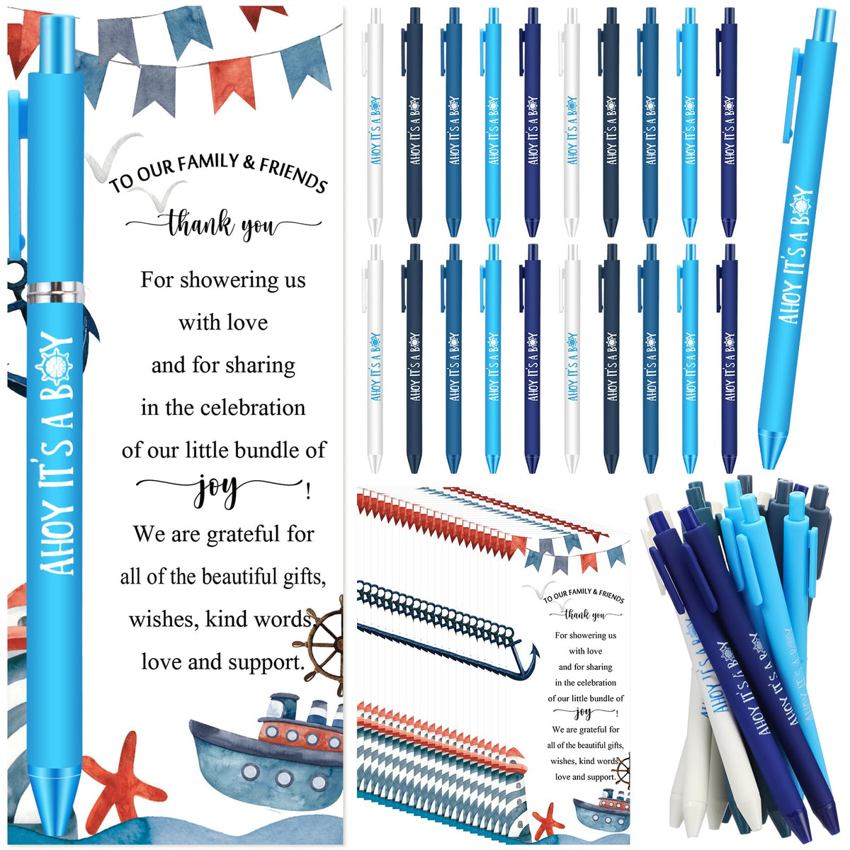 Engrowtic 50 Set Baby Shower Gifts Pens for Guests Bulk Baby Shower Party Favors Retractable