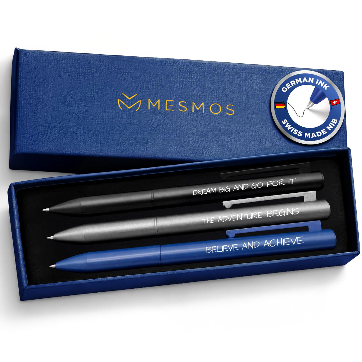 MESMOS Graduation Gift for Him 2026, 3pc Luxury Pen Set, German Ink & Swiss Nib, College and High