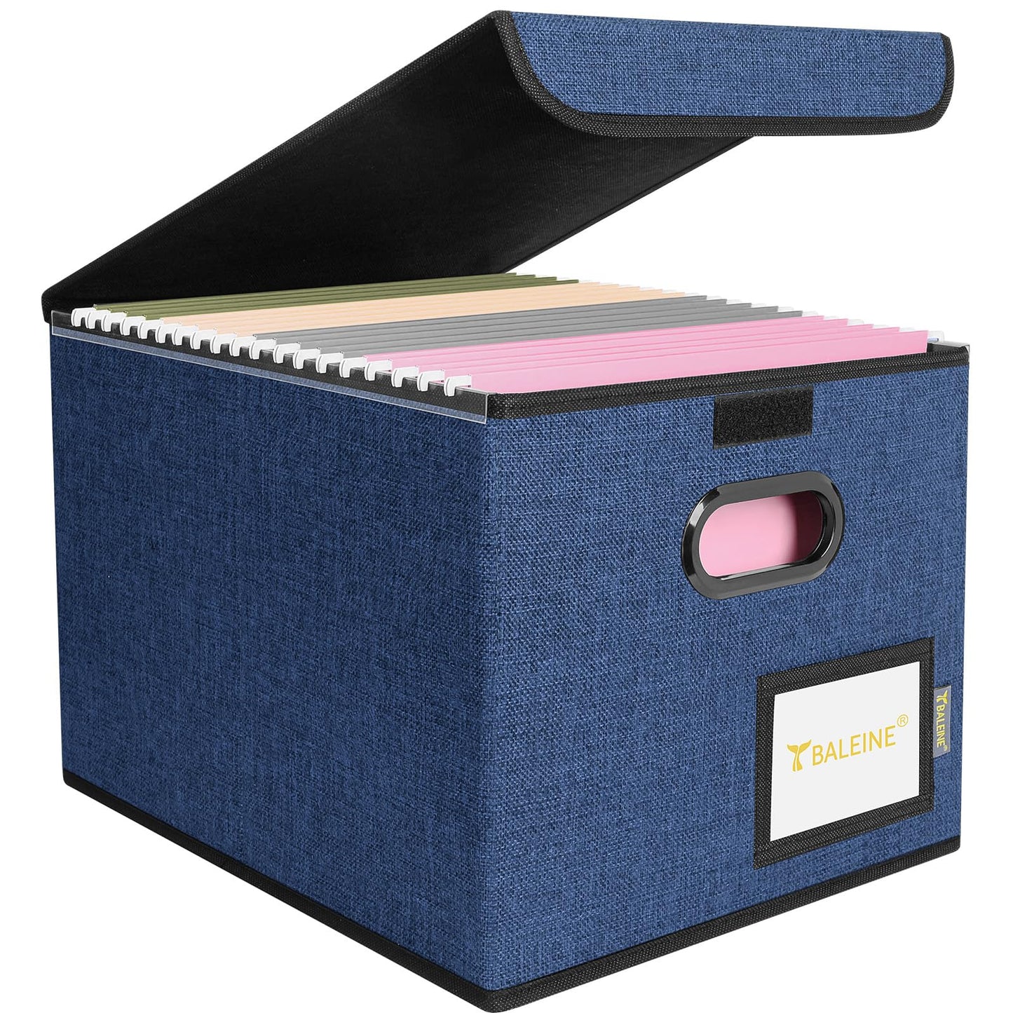 BALEINE File Organizer Box with Lid, Collapsible Hanging File Storage Box